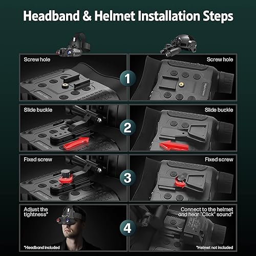 Miniatura 6 de ArzzuNiu Gafas de visión nocturna montadas en la cabeza  Binoculares recargables de visión nocturna manos libres visión infrarroja digital de 1312