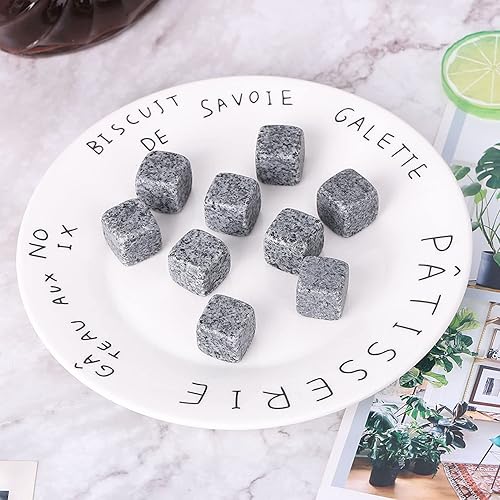 Miniatura 7 de Juego de 9 piedras enfriadoras de vino de whisky, bar para el hogar, bebidas, piedras, rocas, caja de embalaje (gris sésamo)