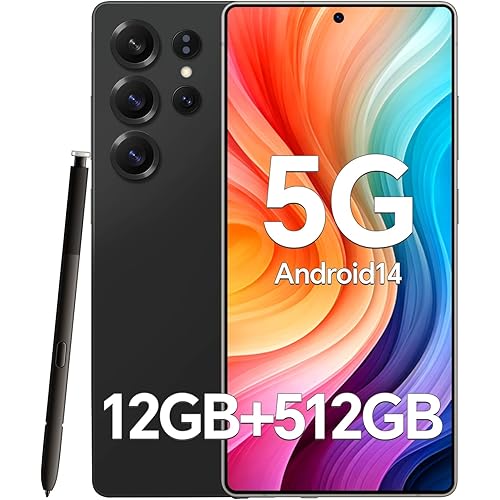 X25 Ultra Unlocked Phones,Built - in Pen，Snapdragon888,12GB RAM+512GB ROM Unlocked Cell Phone, 6.9“ OLED Screen, 48+108MP Camera, Battery 5000mAh,Dual SIM, Android 14,WiFi 5 (Black)