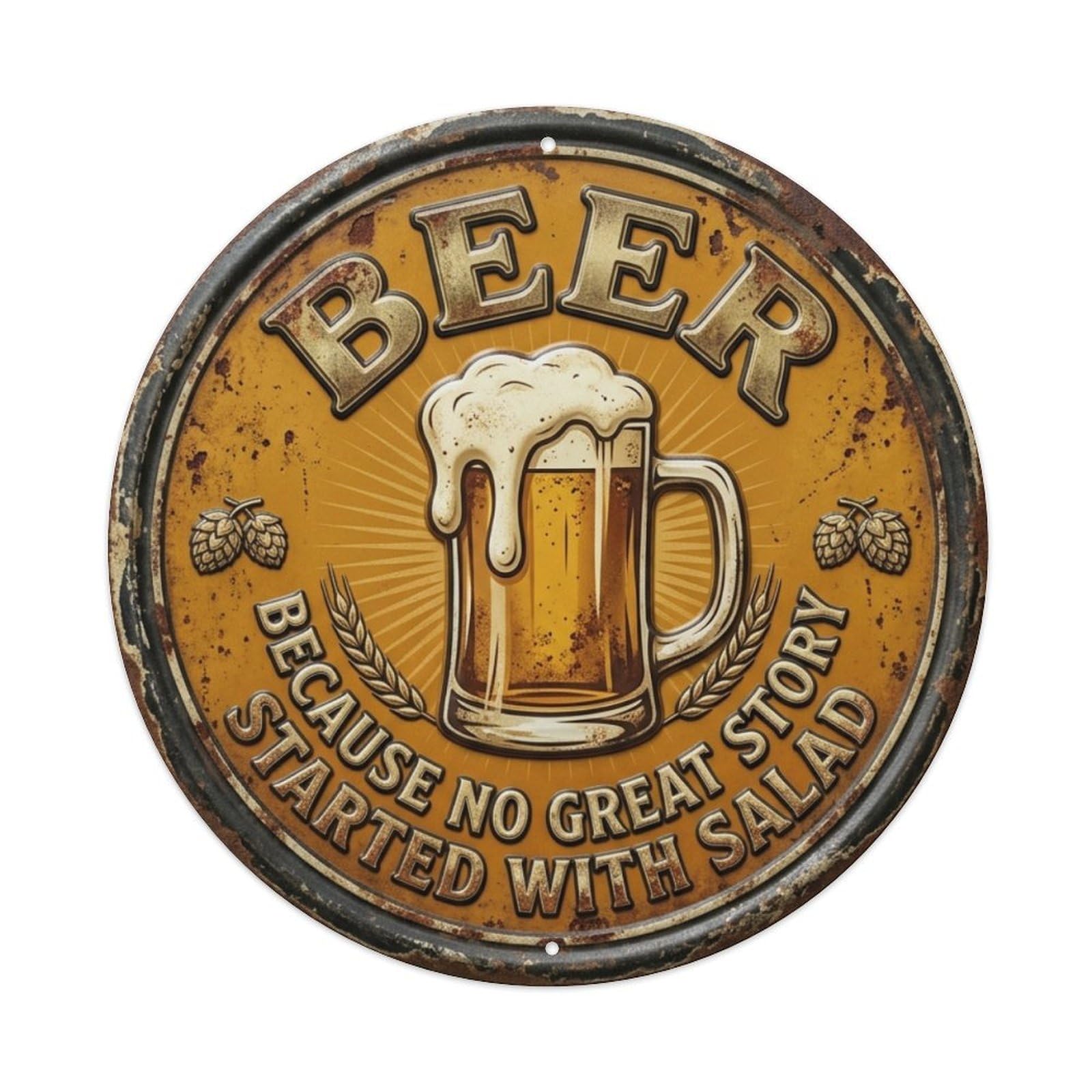 Beer Mug Foam Garage Vintage Metal Tin Sign Plaque Wall Decor for Cafe, Club Bar, Office, Garden Metal Poster 8x8Inch