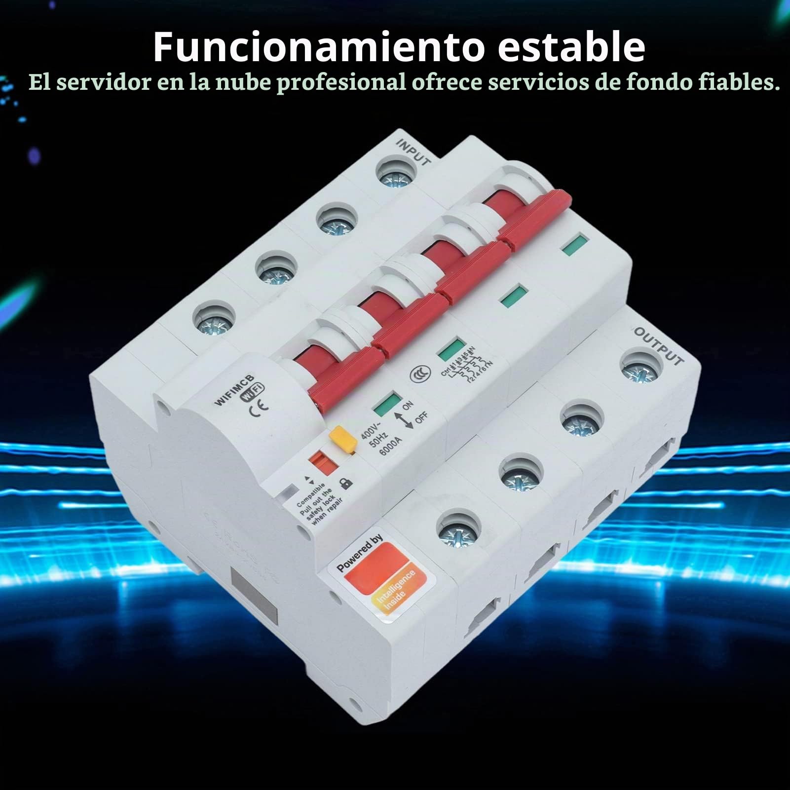 Disyuntor de 4 Polos WiFi Inteligente de Control Remoto Caja Ignífuga con Bloqueo de Seguridad AC400V ((100A))