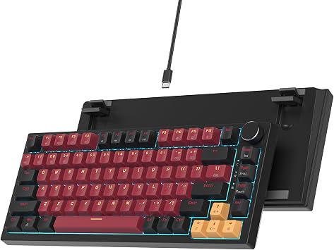 75% Gasket Mount Mechanical Keyboard - Wired, Custom Hot Swappable, RGB Backlit TKL Keyboard for PC & Laptop Gamers Red Samurai
