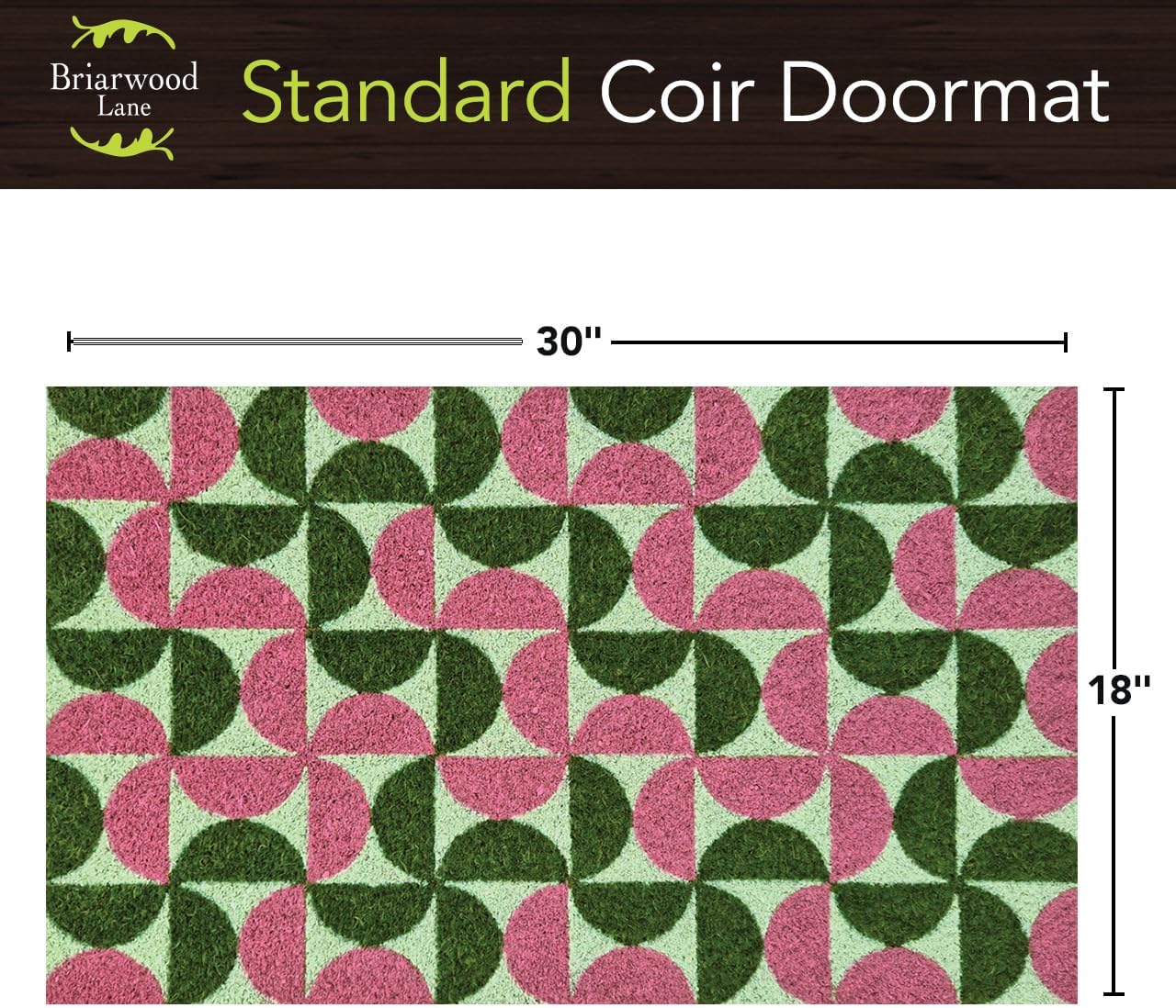 Briarwood Lane Pink and Green Modern Natural Fiber Coir Doormat 18 x 30