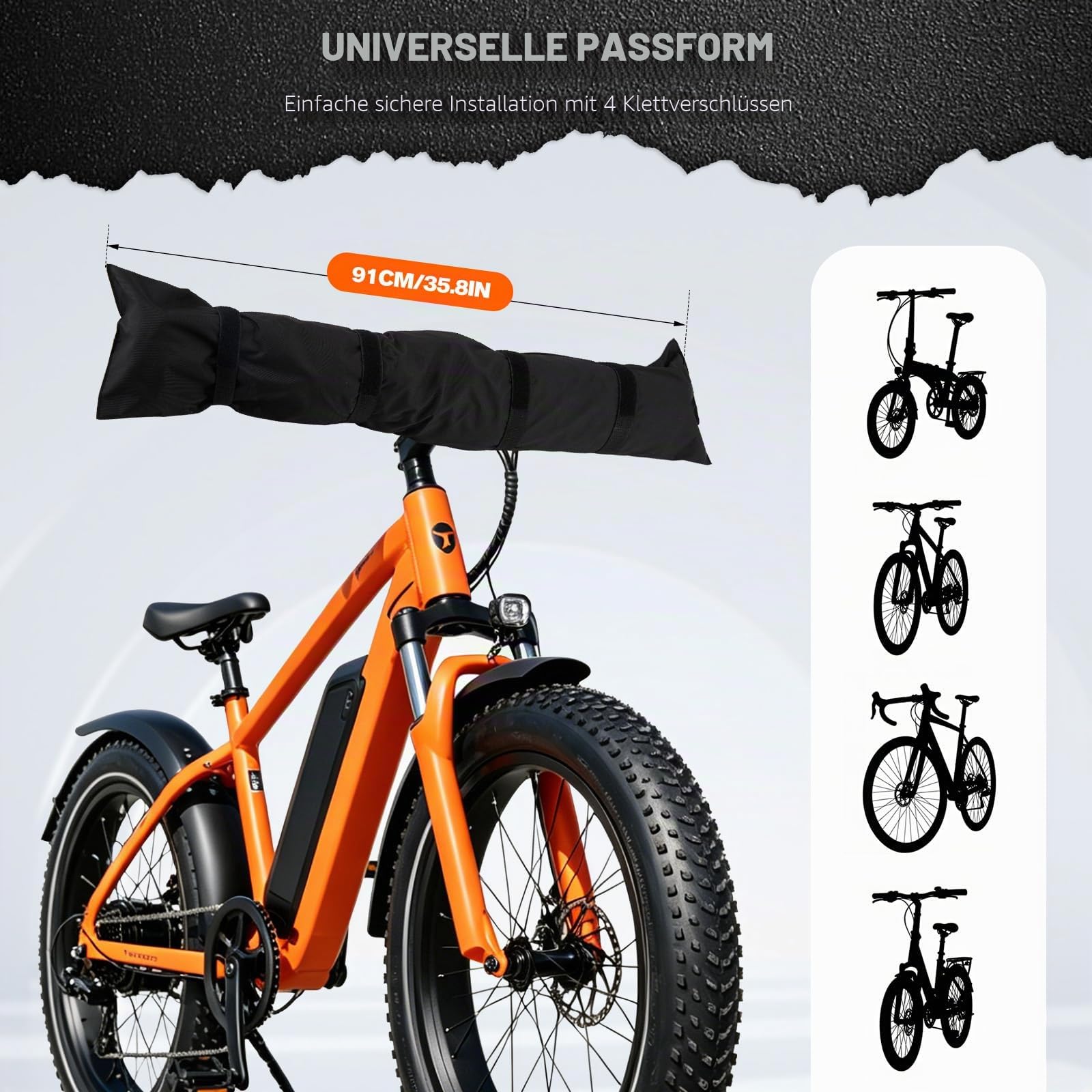 E-Bike Transportschutz Set 5-teilig, Akku Schutzhülle, Motor Abdeckung, Lenkerhülle & 2 Pedalschoner, Wasserdichte Fahrrad Schutzhülle für Fahrradträger - Schützt vor Regen, Kälte & Schmutz