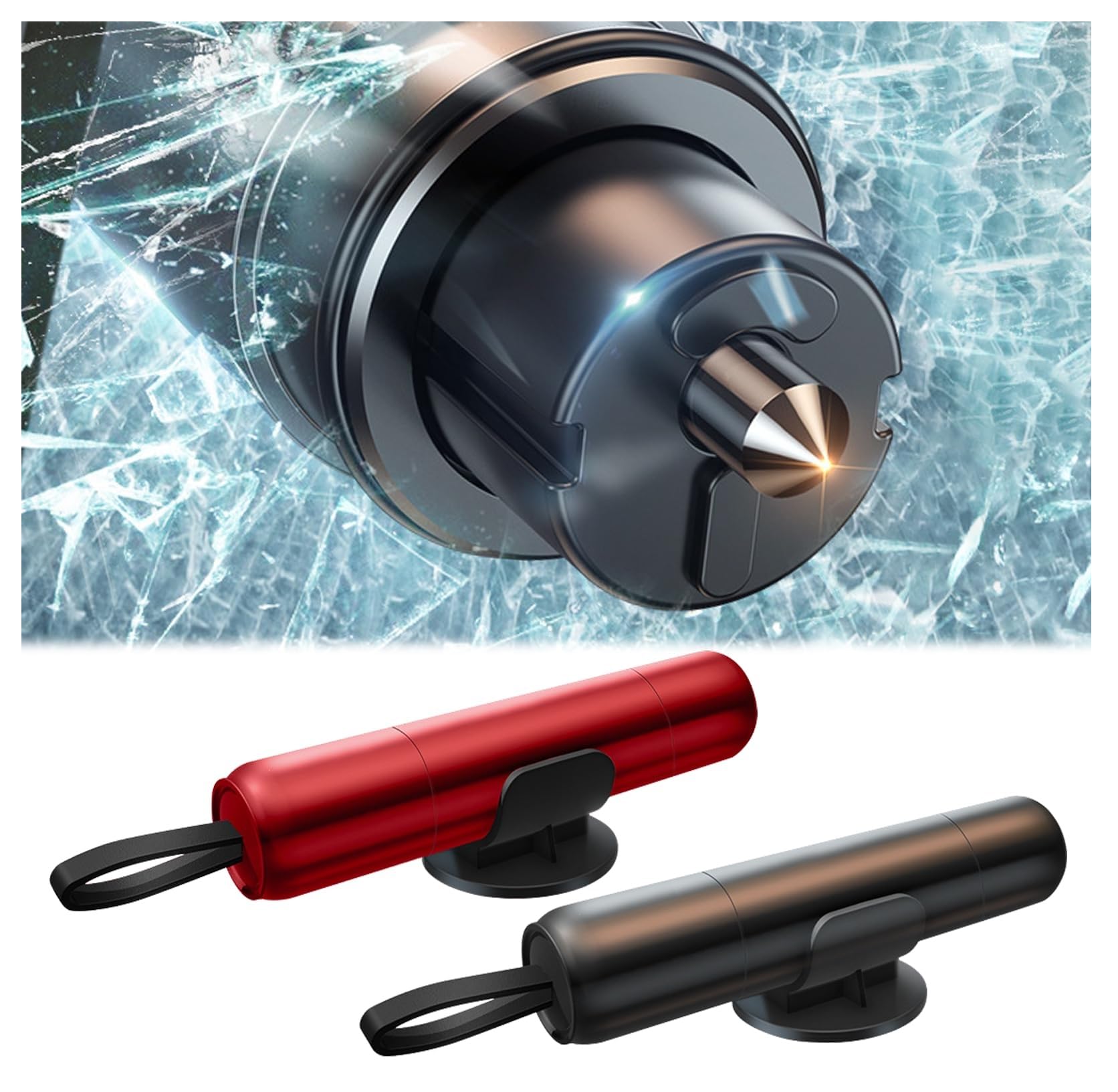 Brise-verre Hammerdex, Brise-verre à Marteau Sûr, Coupe-ceinture De Sécurité Et Brise-vitre Deux-en-un D'urgence De Voiture, Outil De Sécurité Automobile Hammerdex (Argent + Noir