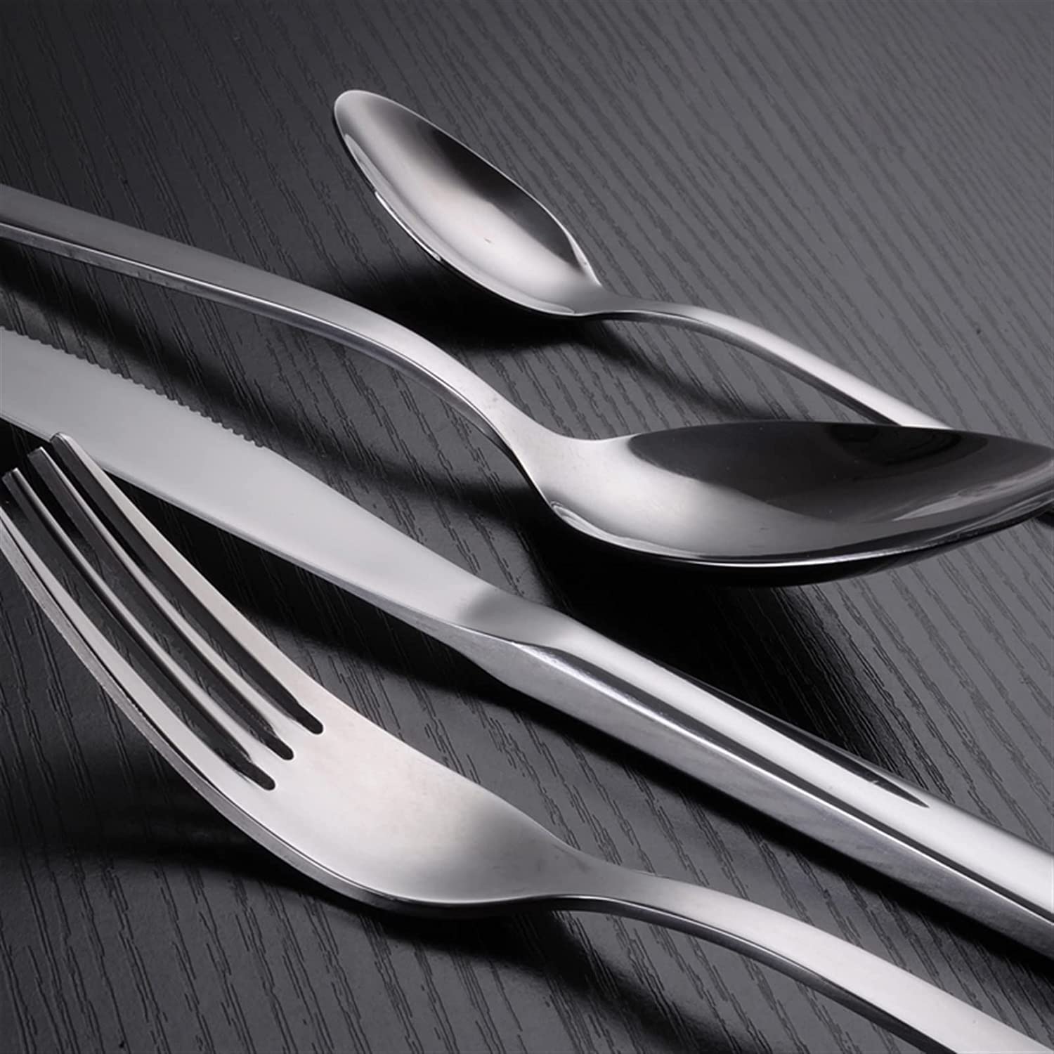 Ensemble de Couverts de Luxe en Acier Inoxydable, 4 pièces, Fourchette, Couteau, cuillère, Ensemble de Couverts à Steak, Ensemble de Couverts de Luxe en Acier Inoxydable,