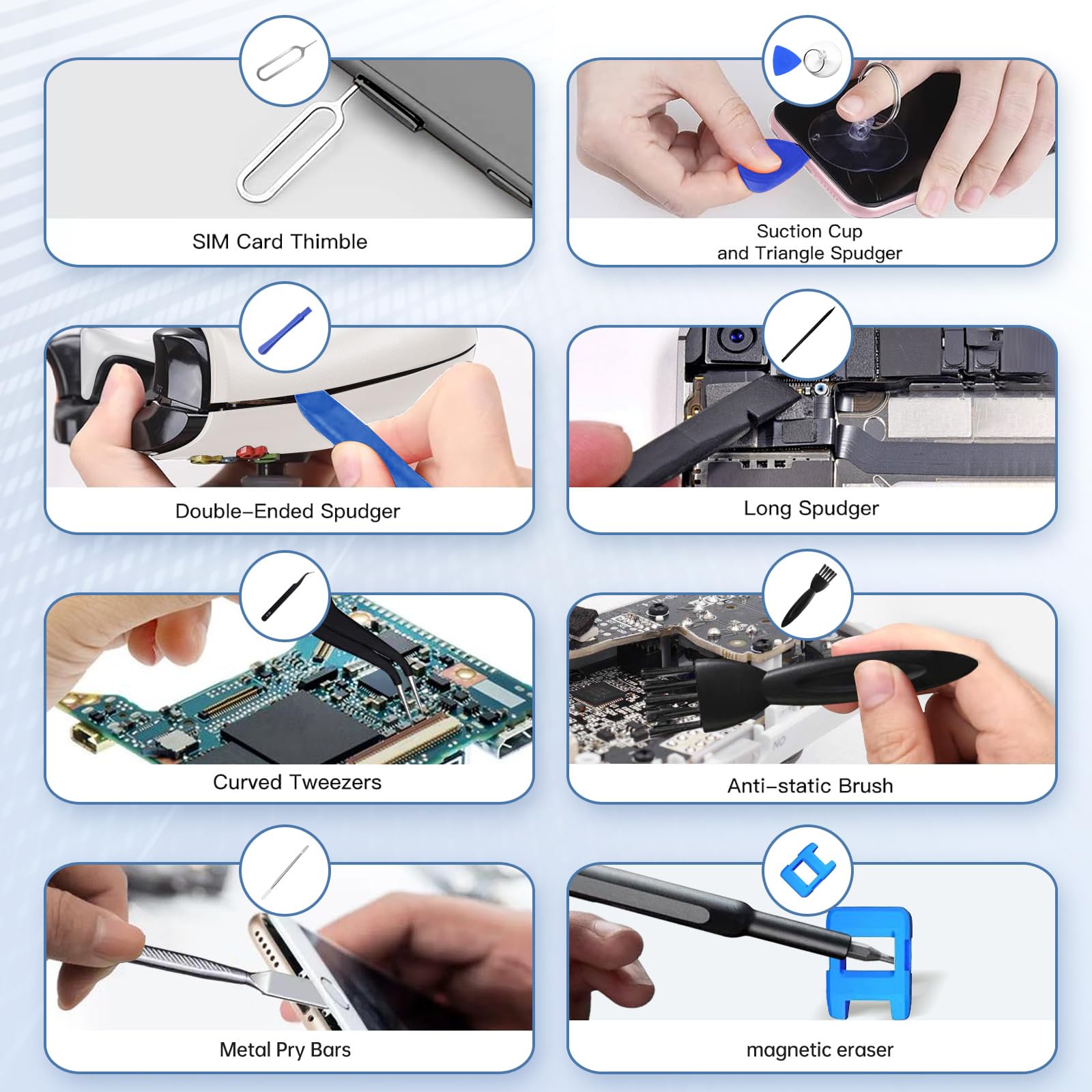 Juego de destornilladores de precisión de 22 piezas, kit de limpieza para iPhone 6 6S 7 8 X XS XR SE 11 12 13 mini 14 15 16 Plus Pro Max, iPad, MacBook Air Pro, Mac Mini, Switch, Apple Watch, 6