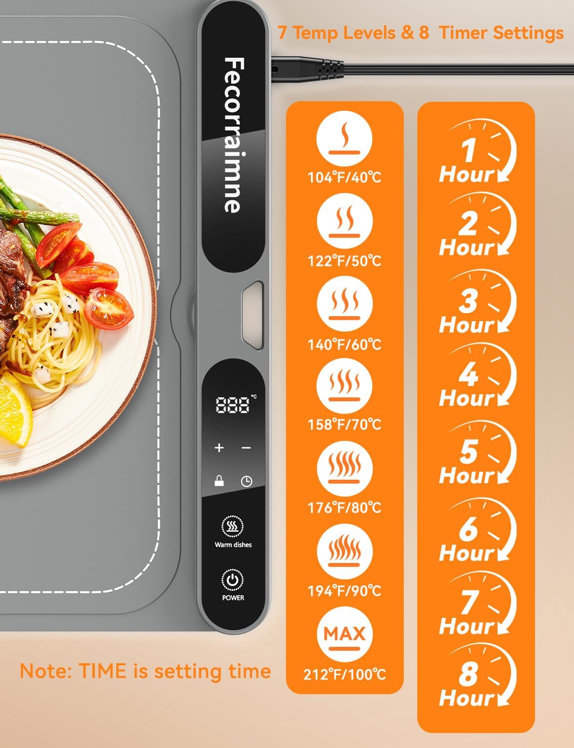 Condition photo showing New/Like New for warming mat for food, fast full-surface heating food warming mat with 7 temp-settings & 8h timer, child lock, heating mat for food for parties,chafing dishes, christmas, 23x15 inch (dark gray)
