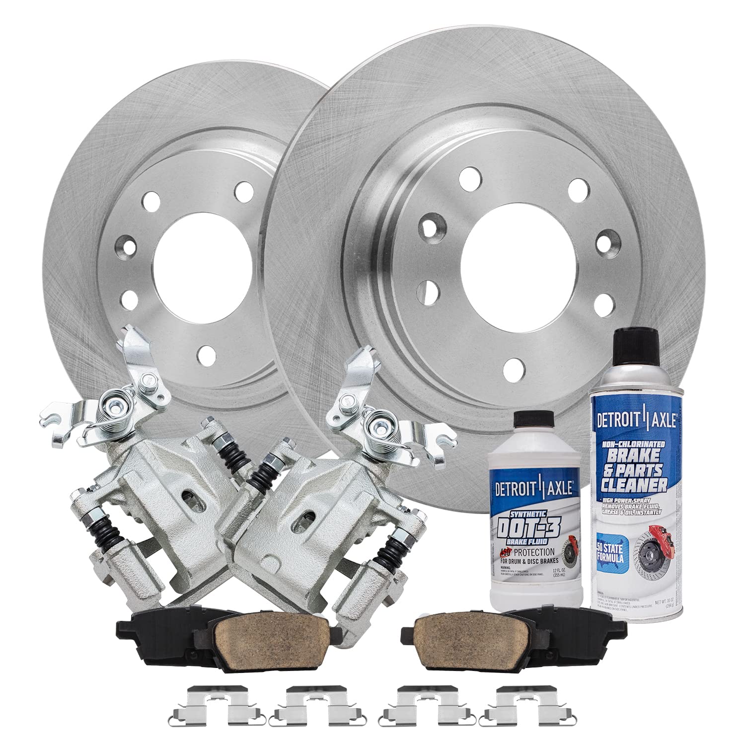 Kit de Freio Traseiro Detroit Axle para Ford Fusion 2006-2012, Lincoln MKZ, Mazda 6 e Mercury Milan - Discos, Pastilhas Cerâmicas e Calipers de Substituição