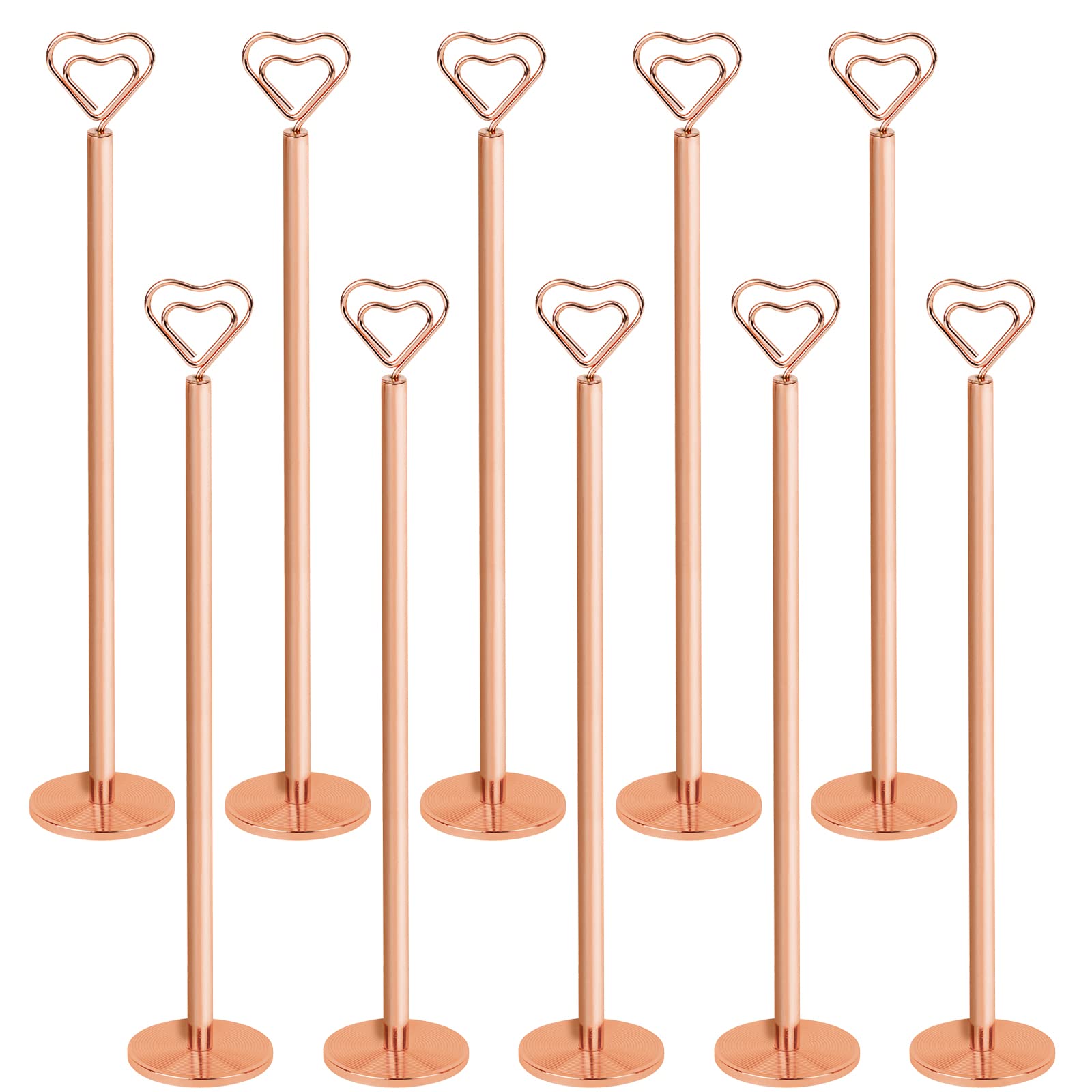 Muka 10 Stück Tischkartenhalter, 30,5 cm, herzförmig, Tischnummernhalter für Hochzeit, Party (Roségold)