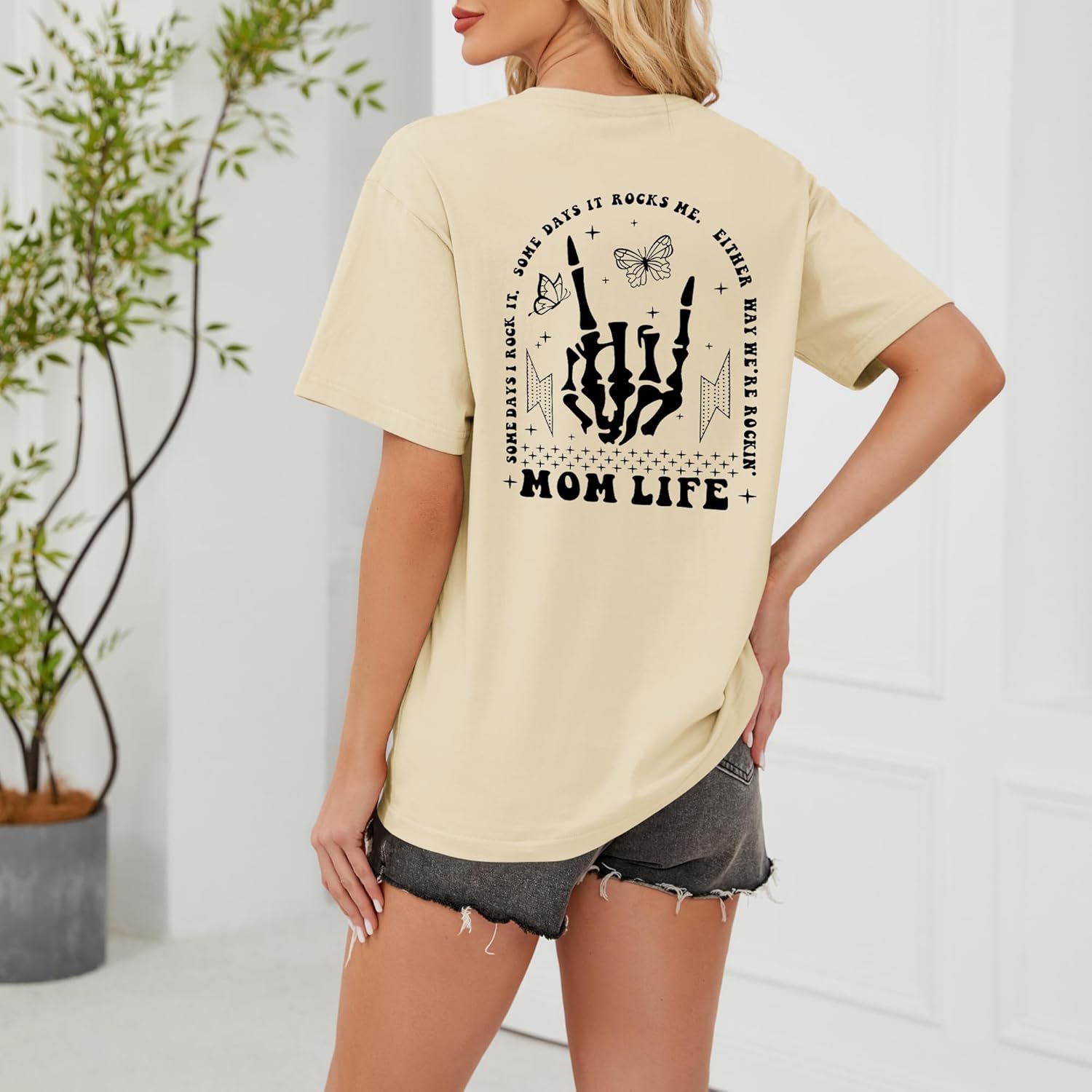 Mom Life Shirts for Women Funny Oversized Mama Tshirt Skeleton Graphic Tees Vintage Casual Short Sleeve T-Shirts Tops - Image 2