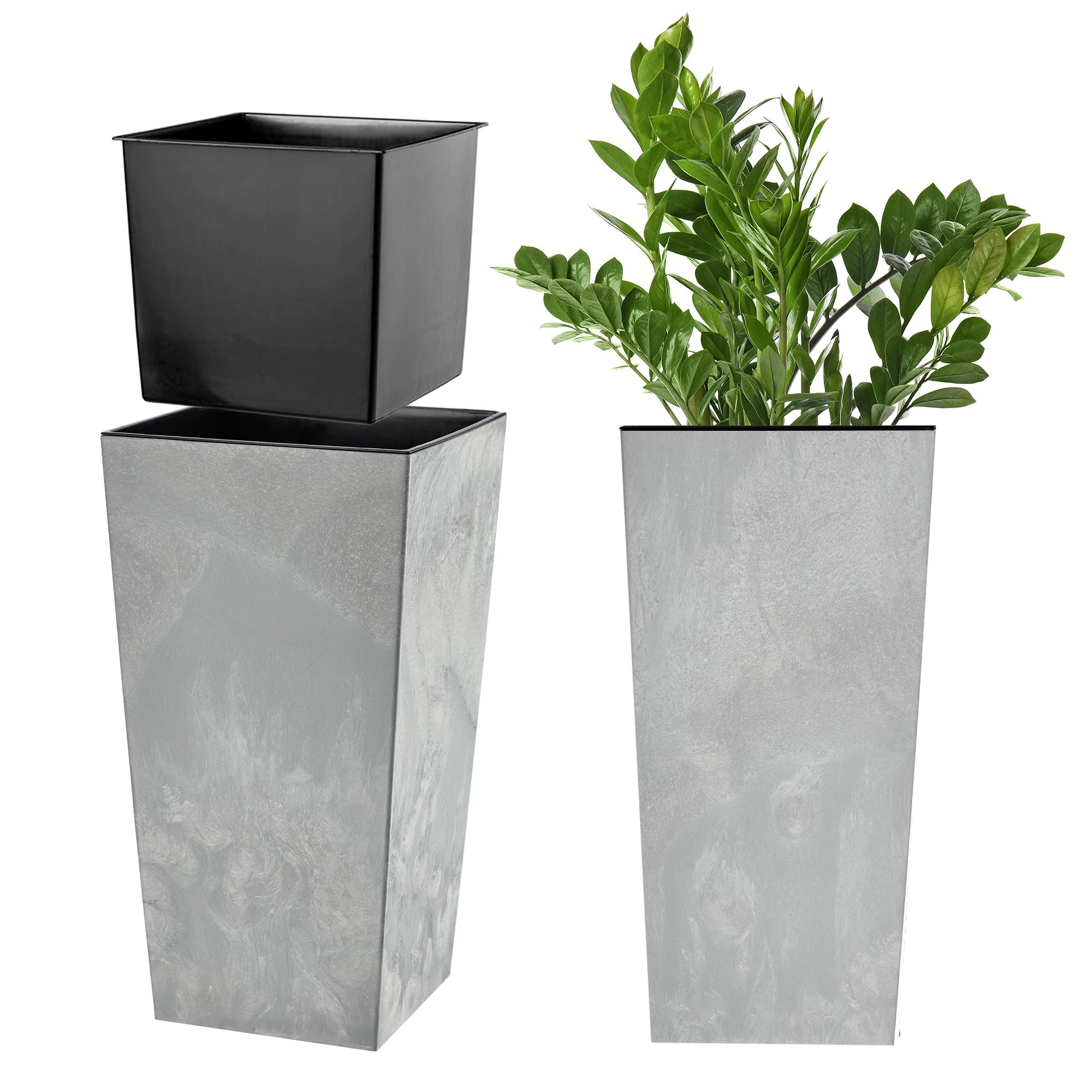 KADAX Macetero Alto de Diseño Moderno para Plantas de Interior y Exterior, Maceta Grande de Plástico, Jardinera Alta (Crema, Texturizado, 68 cm) — view 17