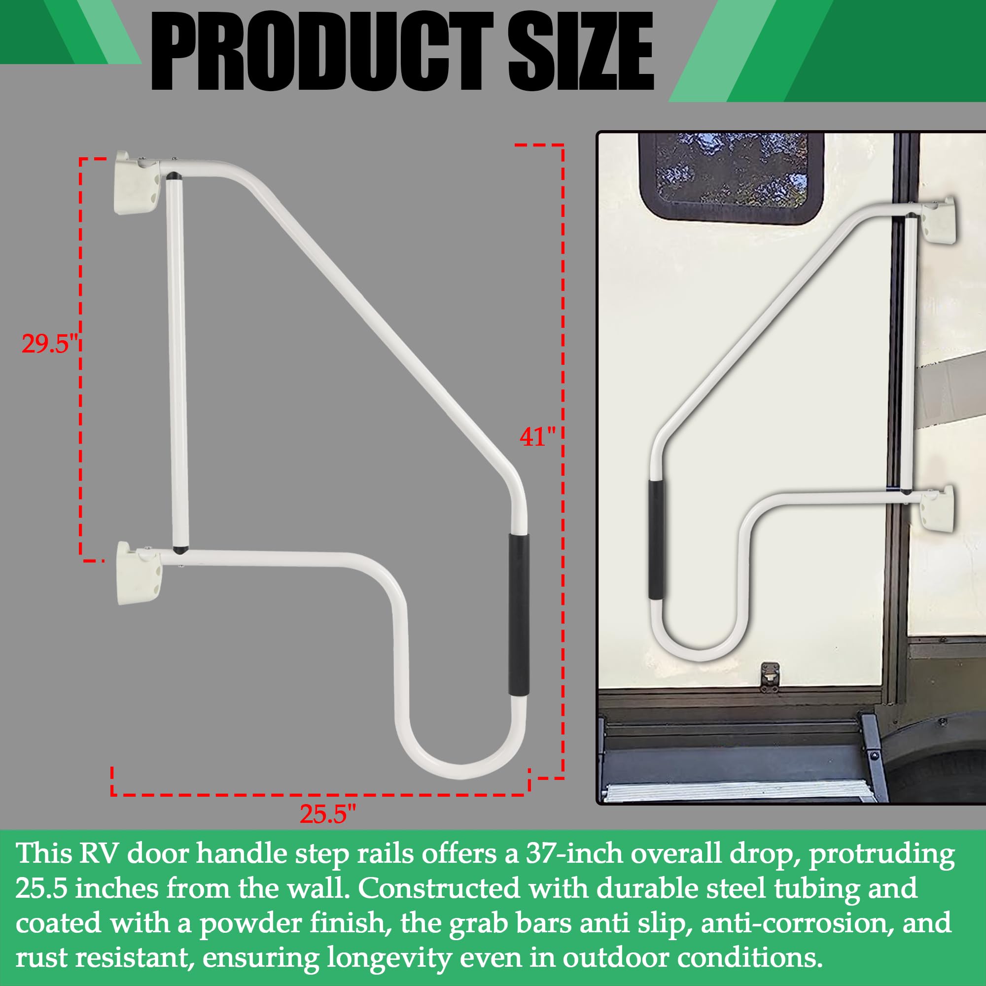 Removable Hand Rails Rv Patio Black Powder Coated Safety Rail RV Door Handle Step Rail – Outdoor ...