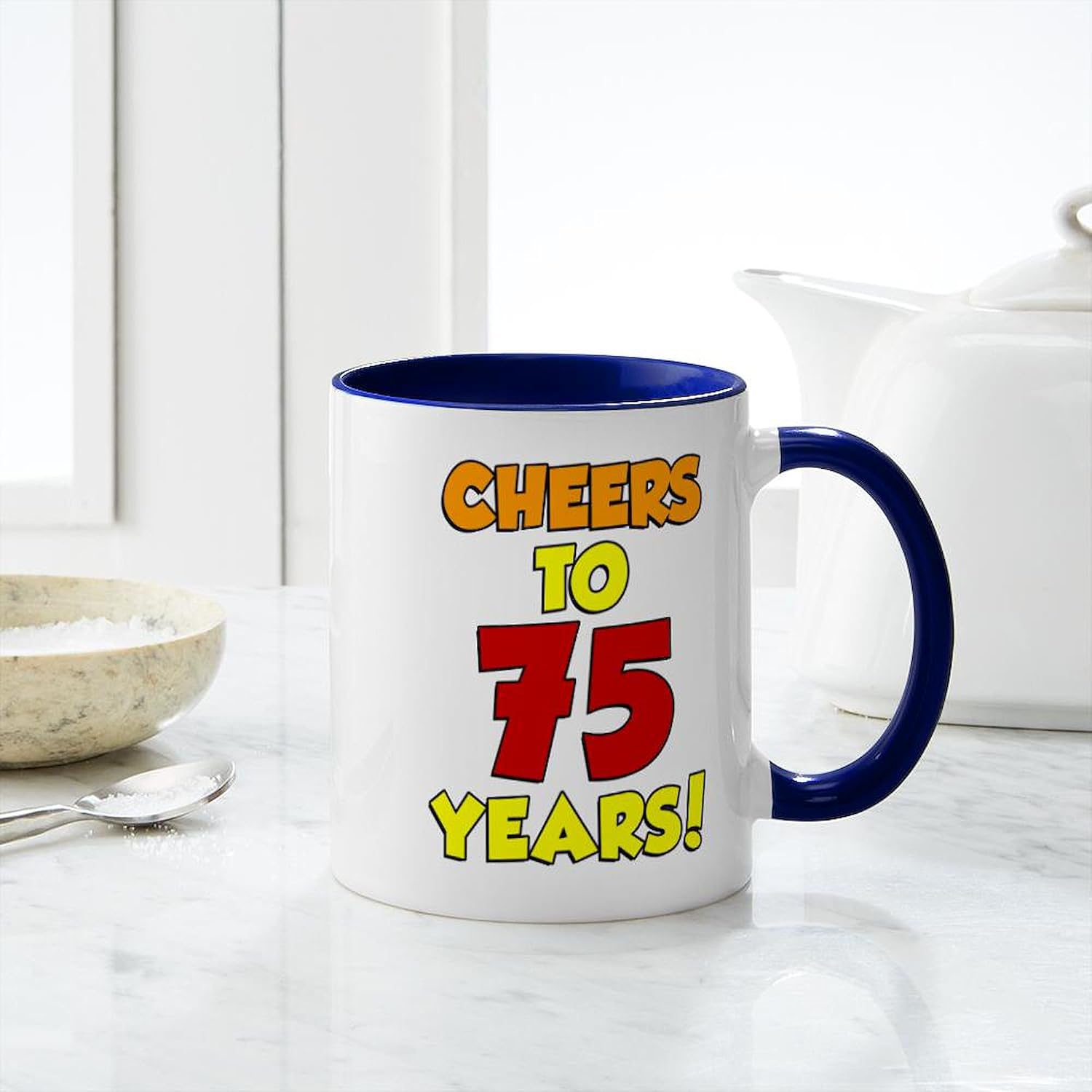 CafePress Cheers To 75 Years Drinkware Mugs 11 oz (325 ml) Ceramic Coffee Mug