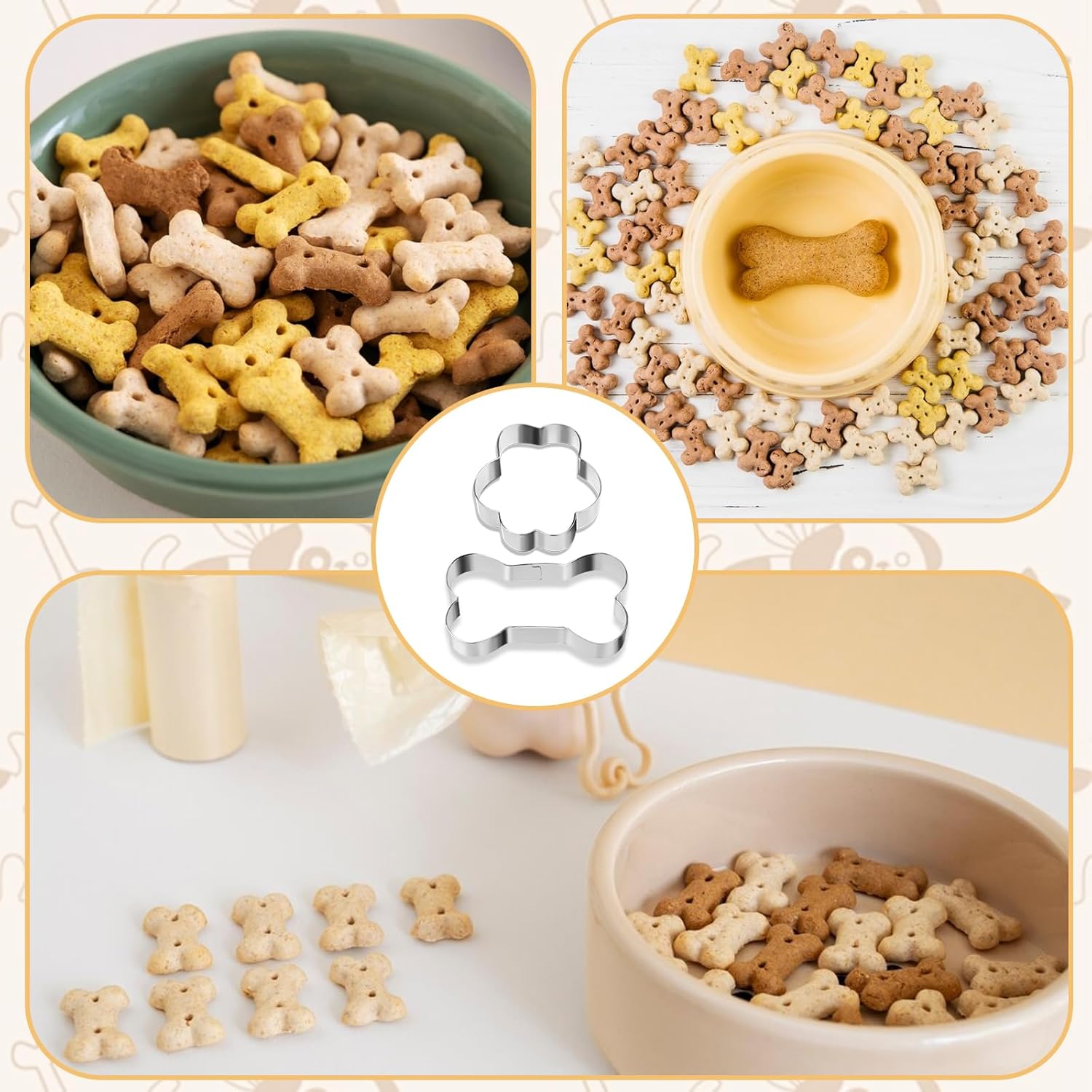 6 PCS Dog Bone Cookie Cutter, 3 Sizes Stainless Steel Dog Bone & Paw Print Cookie Cutter Set Biscuit Mold for Theme Party Homemade Treats and Baking - Image 7