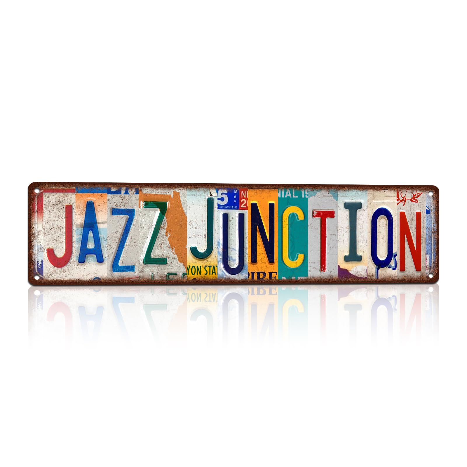 peiyeety Vintage Jazz Junction Street Sign Music Room Wall Decor Metal Tin Signs Poster For Home Bathroom Restaurants Kitchen Garden Cave Garage Office Bar Cafe 4×16 INCH