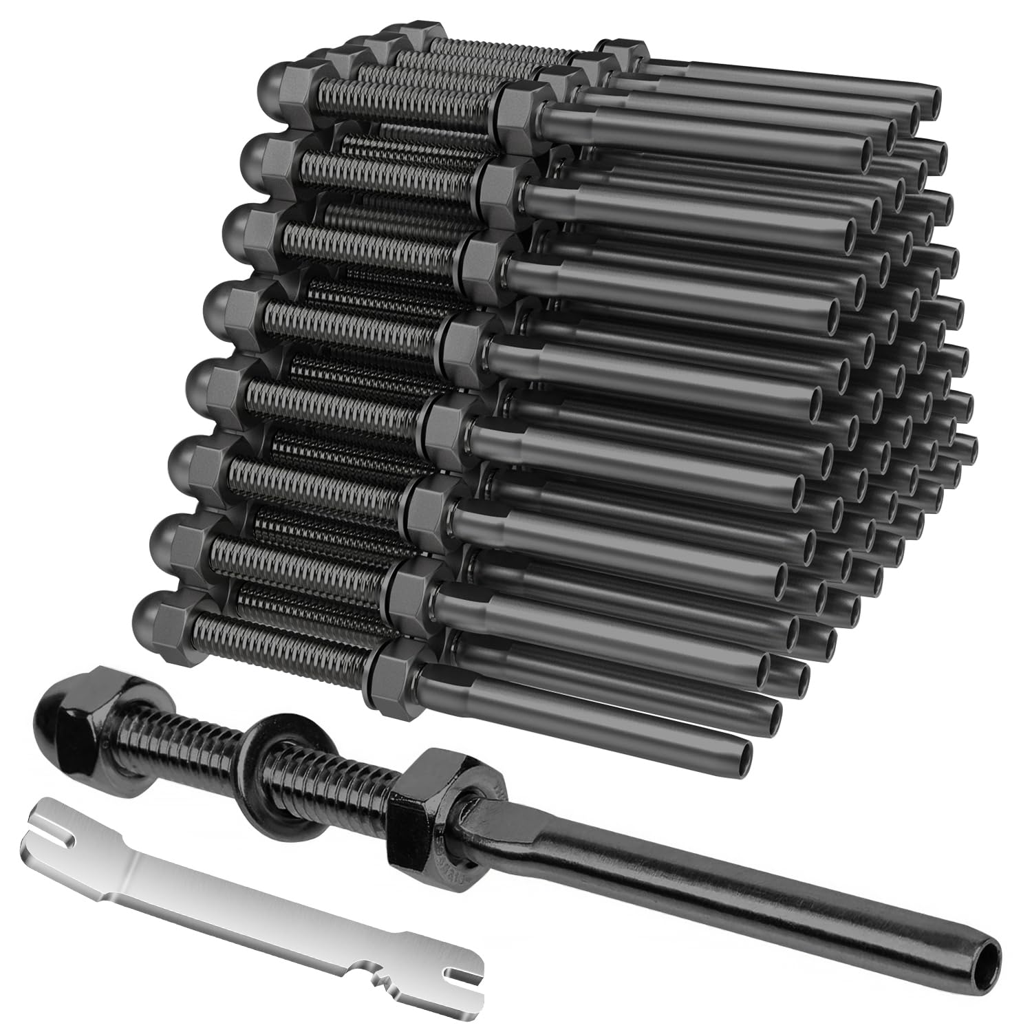 Threaded Cable Post Snapklik.com : BLIKA 60 Pack Black Cable Railing Swage Threaded Stud ...