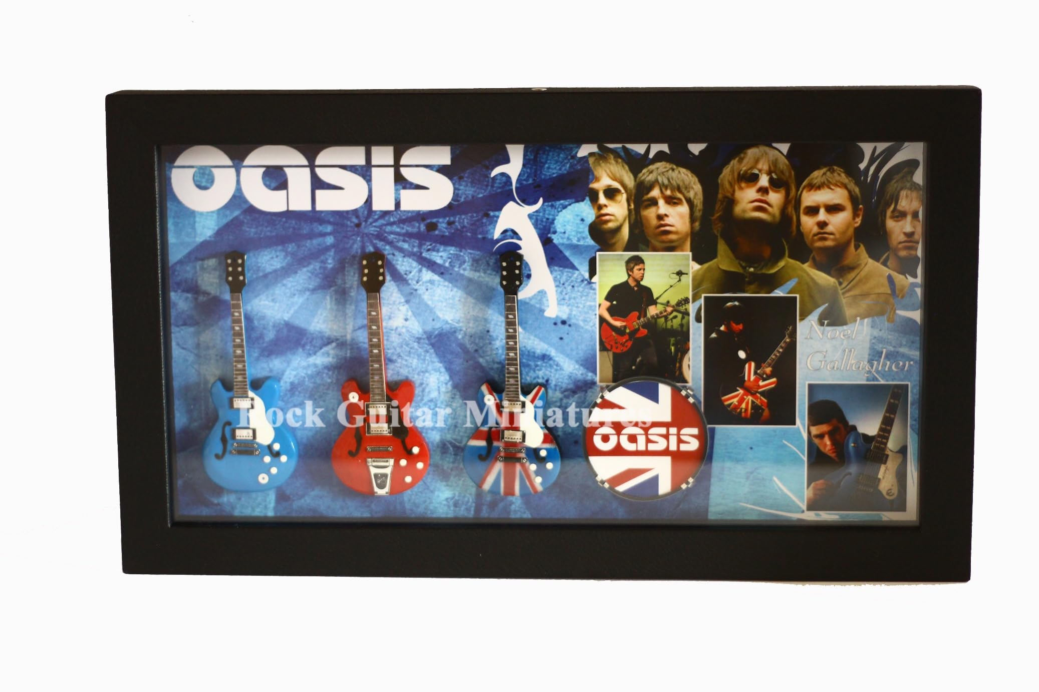 Rock Guitar Miniatures Black Rgm98881 Oasis Miniature Guitar Collection In Shadowbox Frame