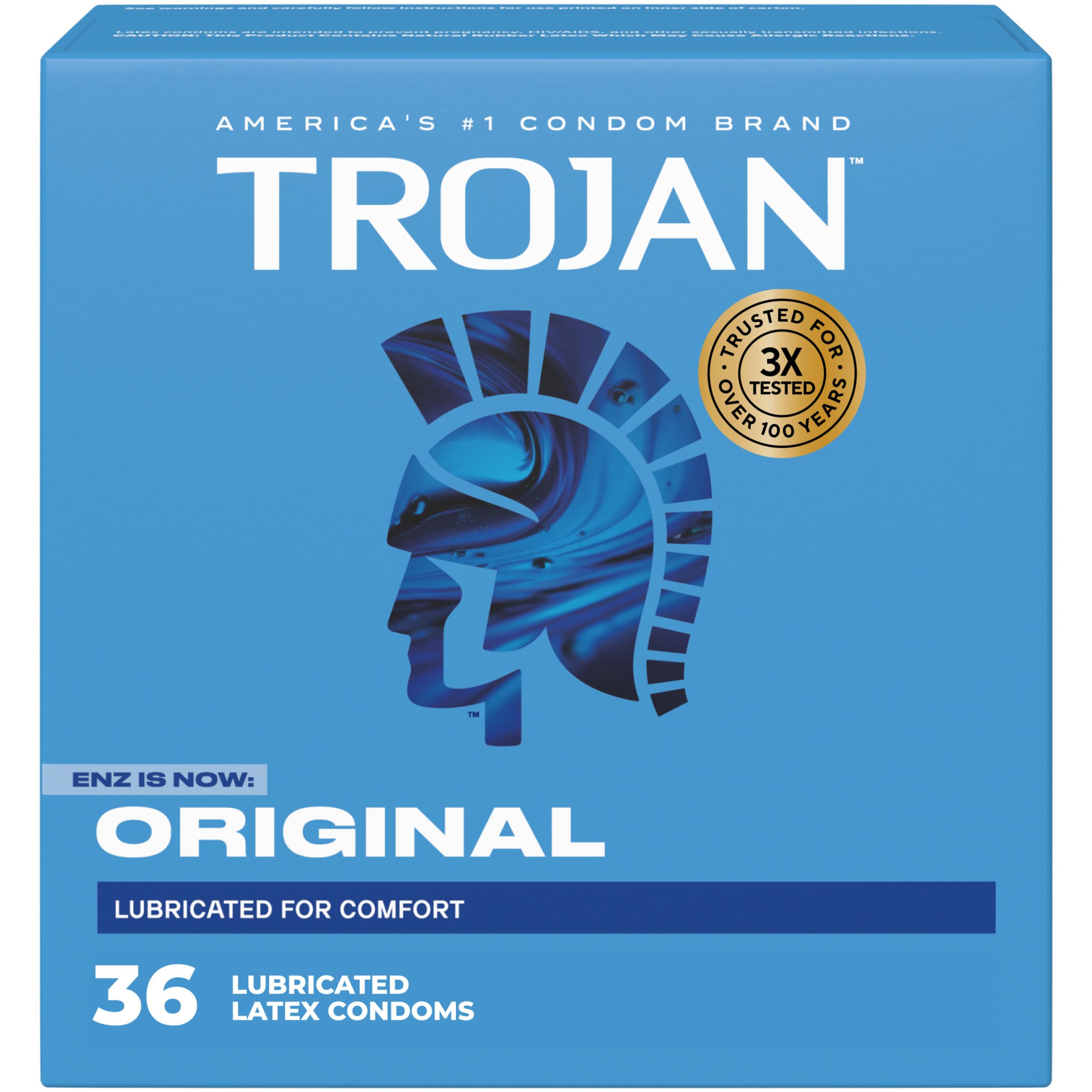 TROJAN ENZ Lubricated Condoms, Latex Condoms For Contraception and STI Protection, America’s Number One Condom, 36 Count Value Pack