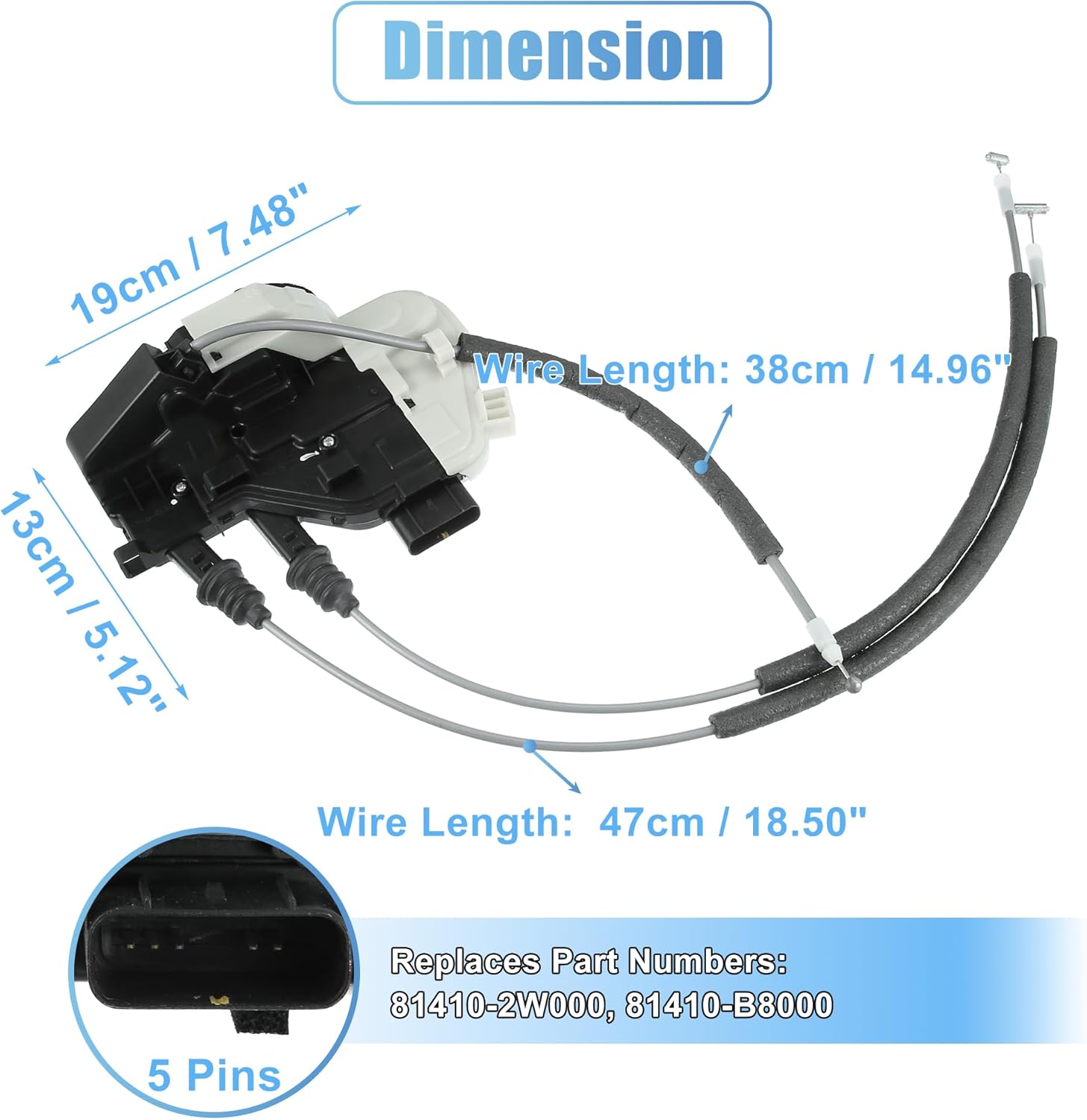 X AUTOHAUX Rear Right Side Door Lock Actuator Motor for Hyundai Santa Fe XL 2013-2019 for Santa Fe Sport 2013-2018 for Santa Fe 2013-2018 81420-2W000 81420-B800