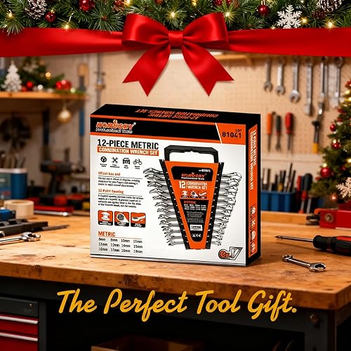 Vista 2 de HORUSDY 12-Piece Metric Wrench Set Combination Wrench Set with Organizer 12 Point 8mm - 19mm Chrome Vanadium Steel