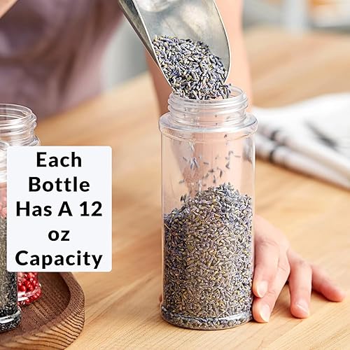 Miniatura 6 de Skyway Supreme - Botellas de plástico para especias de 12 onzas, tarros de condimentos, tapa con solapa, para verter y tamizar especias, rellenable,