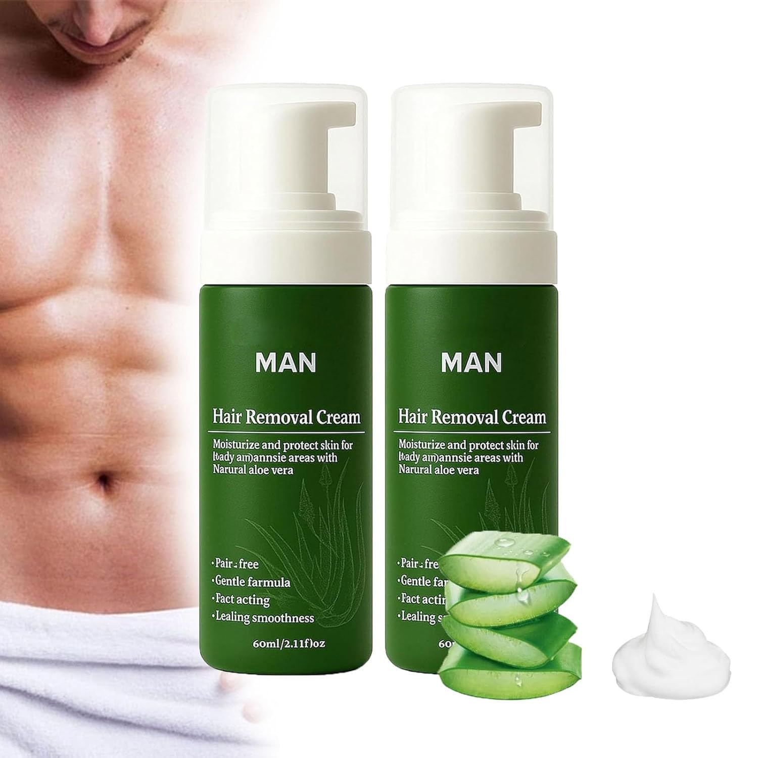 Photo 1 of 2Pcs Botane Man Hair Removal, Botane Hair Removal Cream- With Natural Aloe Veral, Quick & Gentle,Moisturizing Nourishing Non-sticky for Face, For Face & Body