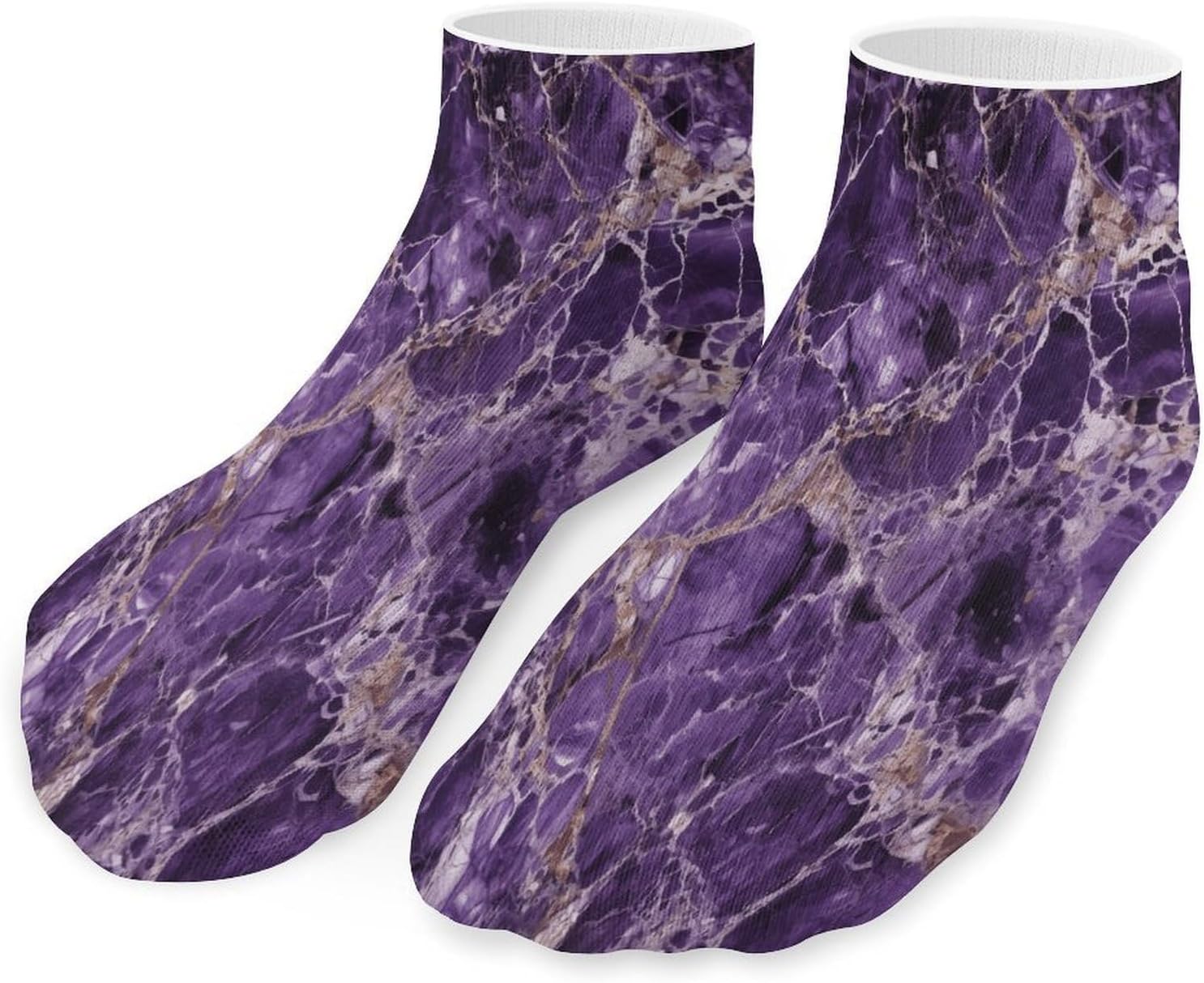 Marble Purple Crew Sock for Men Women Funny Novelty Socks Athletic Ankle Socks Comfort Soft Low Cut Tab Sock 5 Pairs