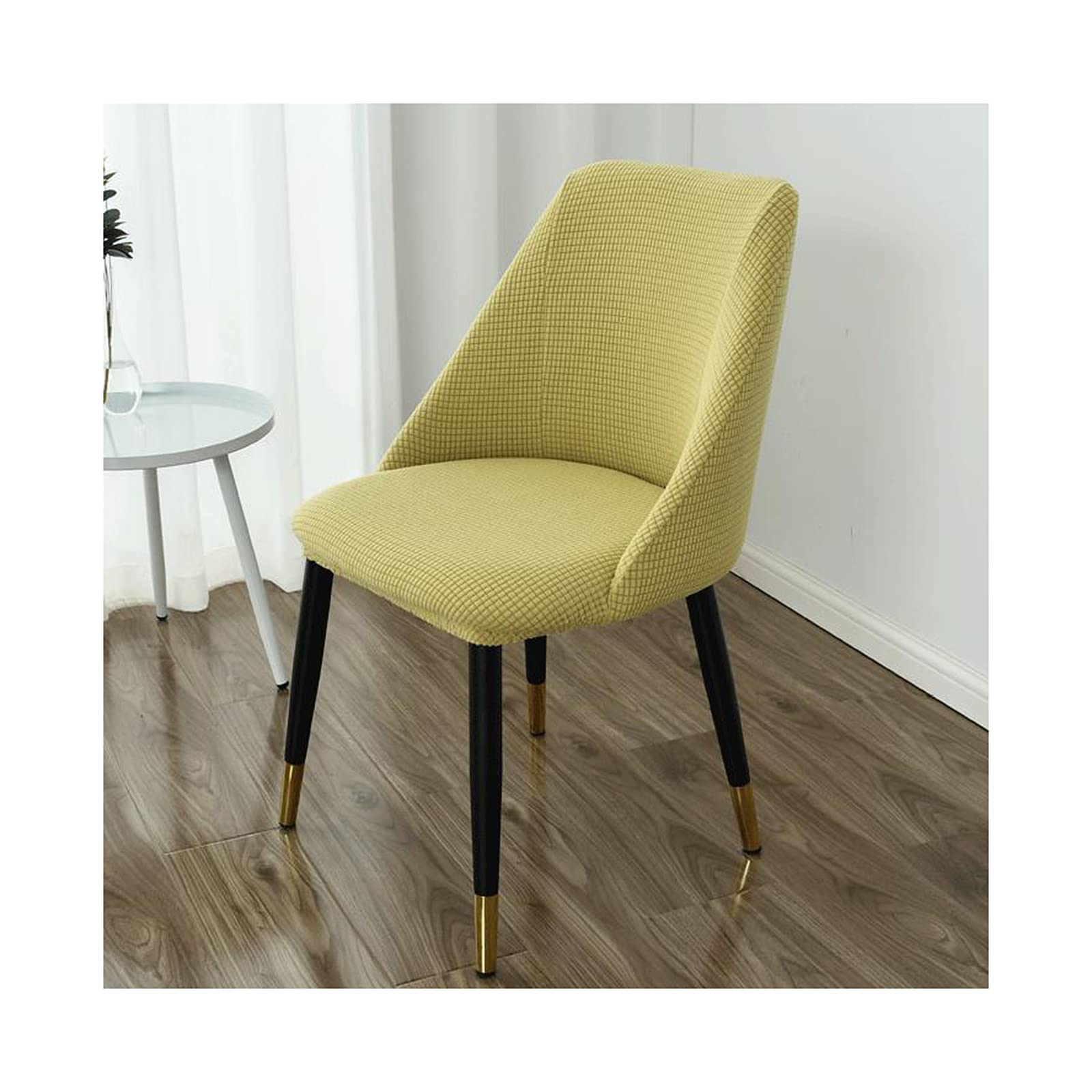 Mswborml Curved Low Back Dining Chairs Cover with Arms Set of 4/2/1, Modern Accent Computer Chair Cover Arc Shaped Armrest Counter Height Bar Stools Covers Wingback Chair Slipcover,E,2PCS