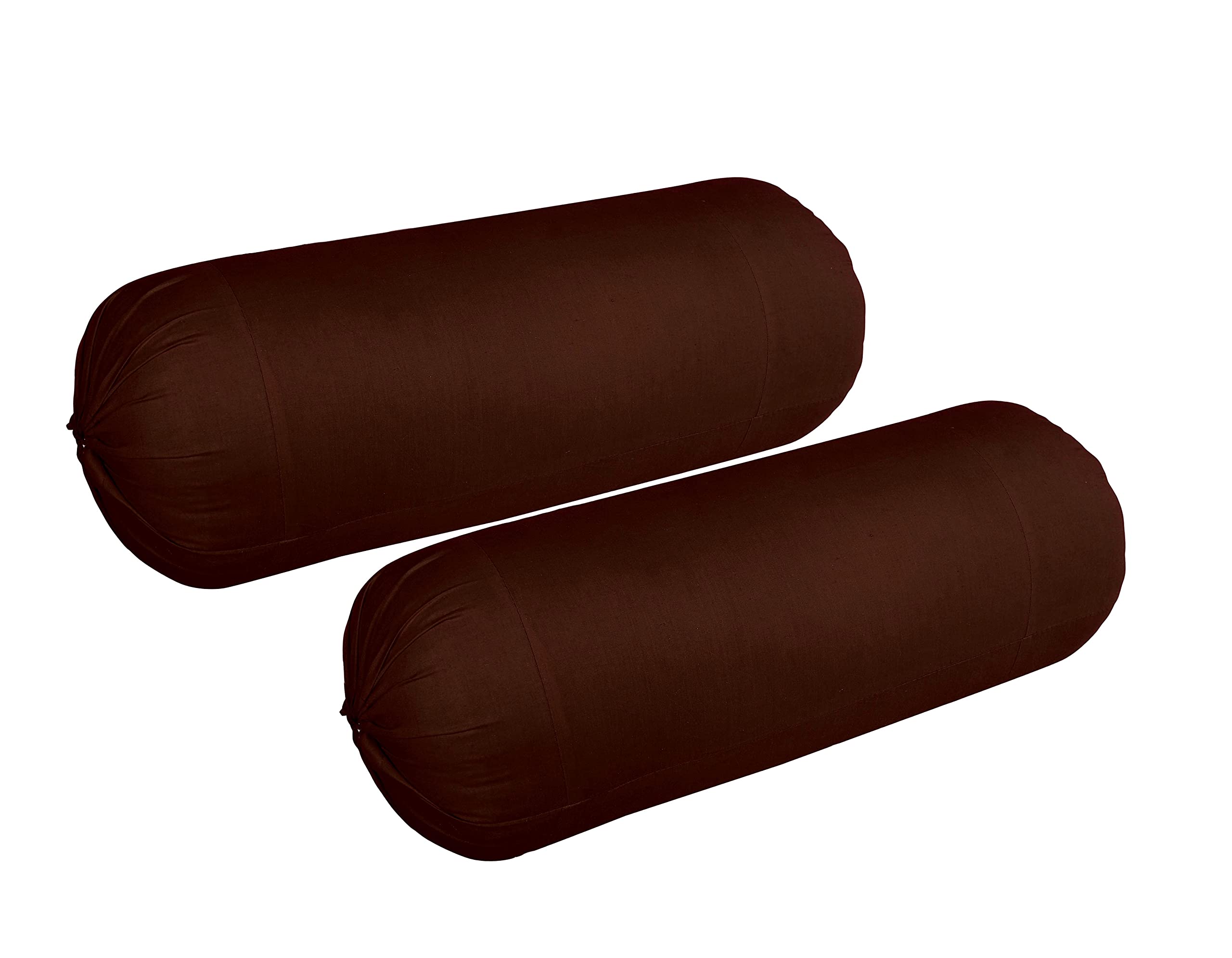 Plain Cotton Bolsters Cover Set of 2 (Coffee)-image-6