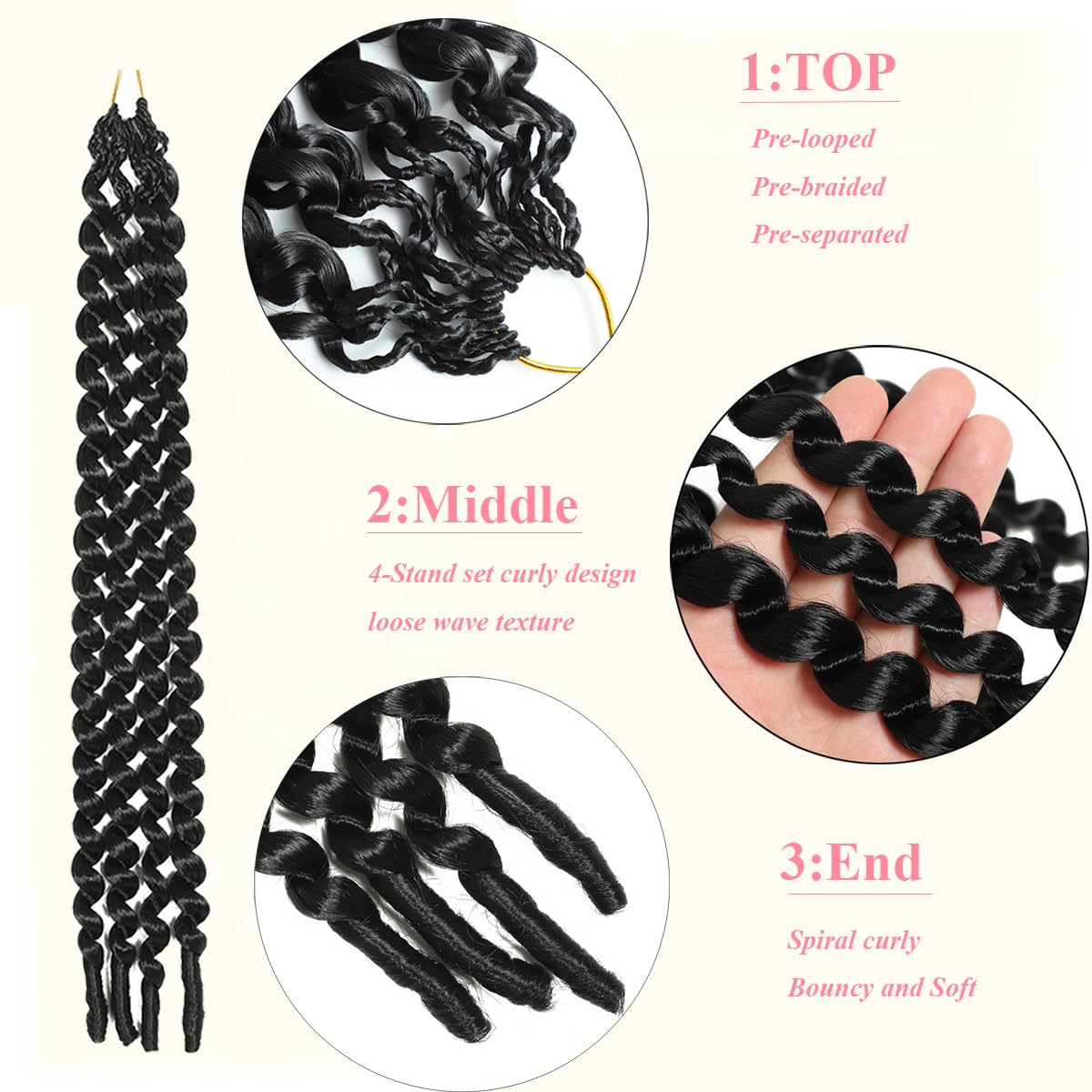 128 Stands Burmese Curly Crochet Hair, Pre-looped Curly Crochet Hair for Black Women,18inch 8packs Pre-Separated Crochet Braid with Spiral Curl Ends (18Inch 8Packs)
