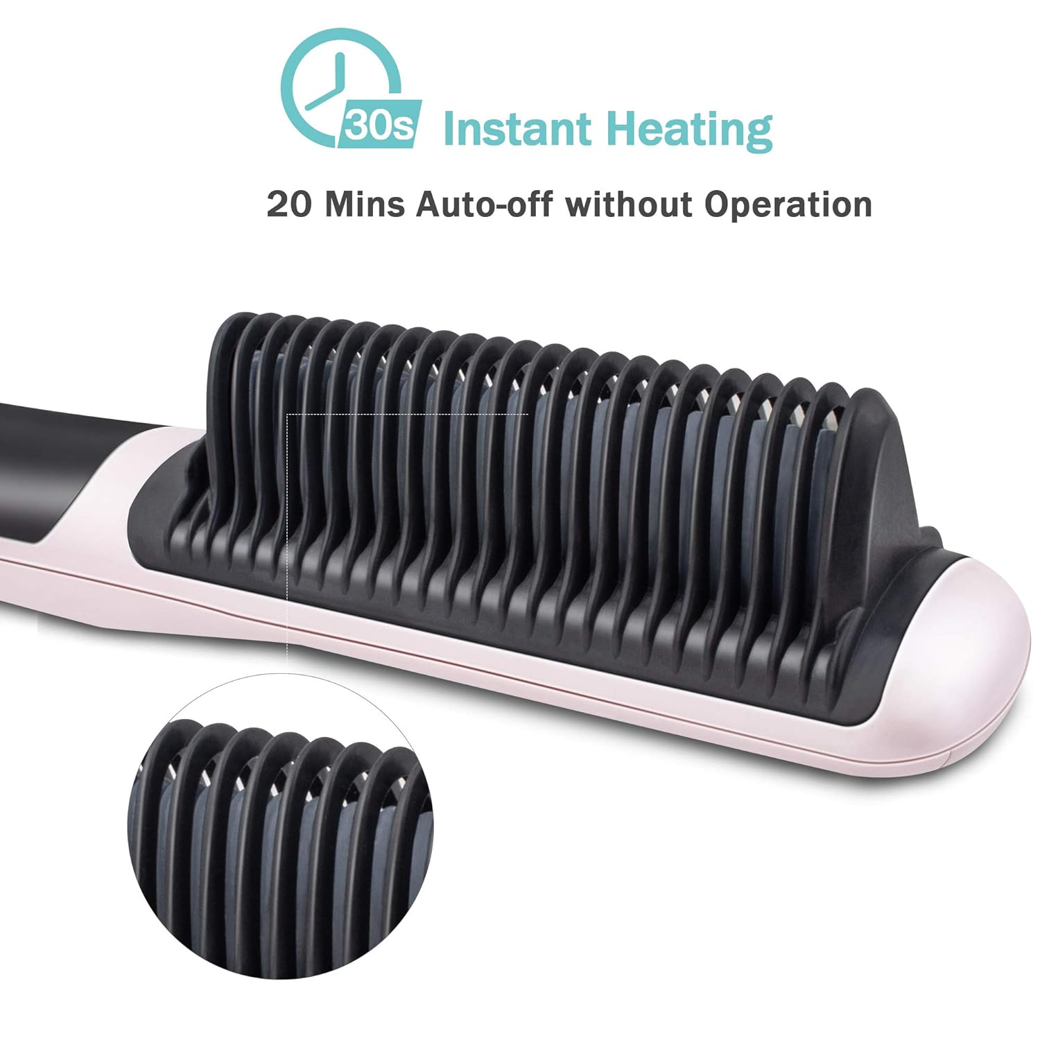 EZBASICS Hair Straightener Brush with 30s Instant Heating and 20 Mins Auto-off