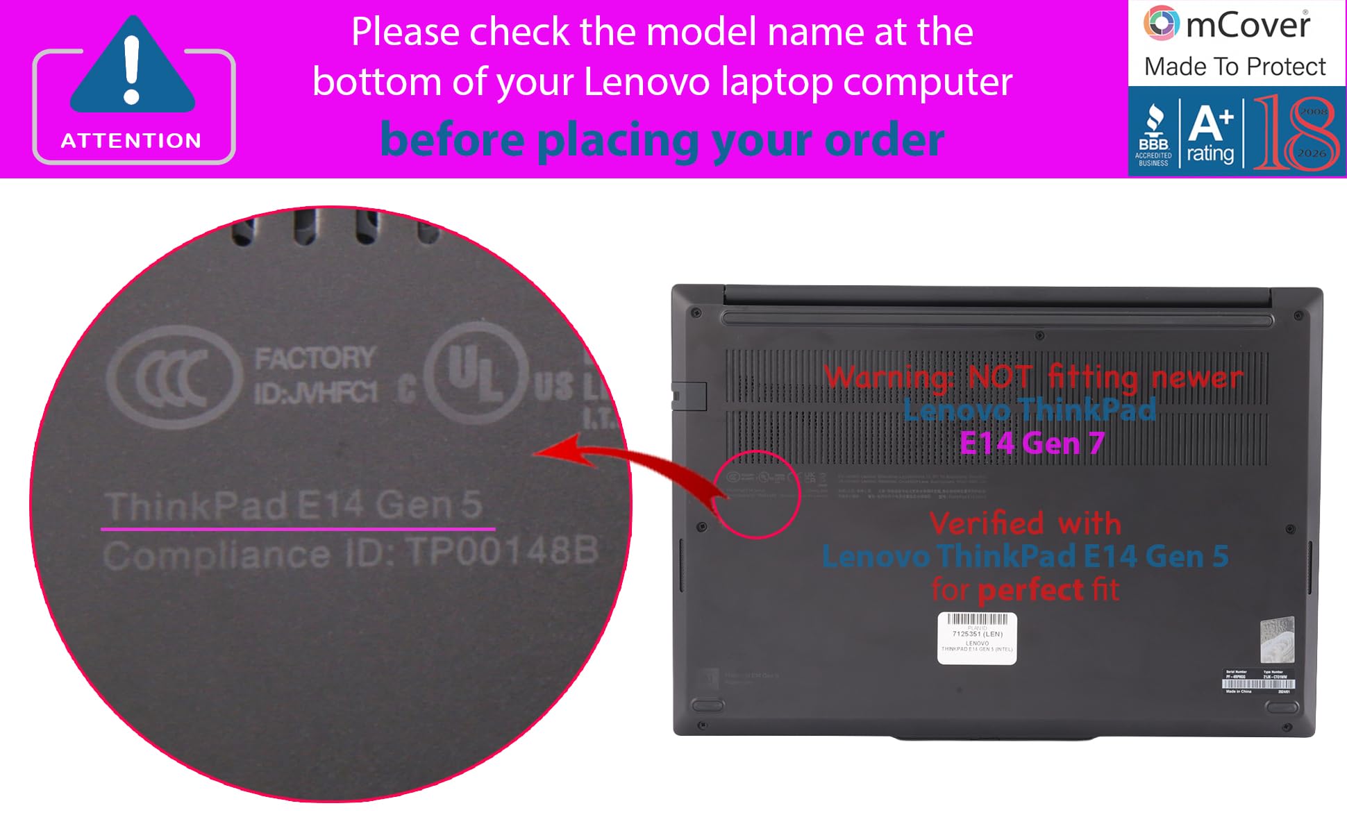 mCover Custodia rigida compatibile solo per Lenovo ThinkPad E14 Gen 5 / Gen 6 2023-2025 da 14" (con cerniera a 180°, non compatibile con altri modelli Lenovo) - Aqua