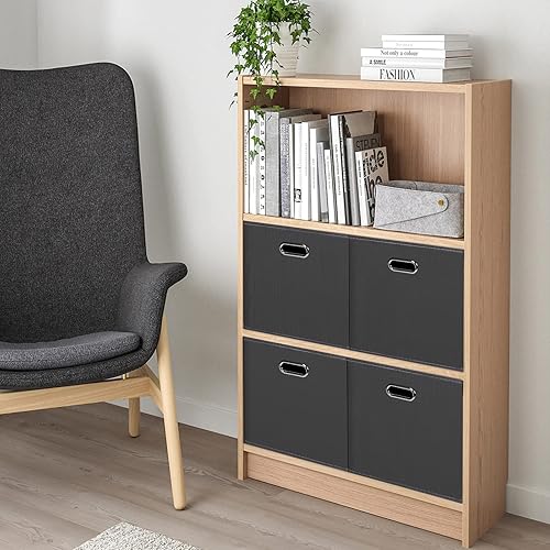 Vista 263 de Cubos de almacenamiento plegables negros, caja de almacenamiento de tela, cestas organizadoras con asas dobles para organizador del hogar