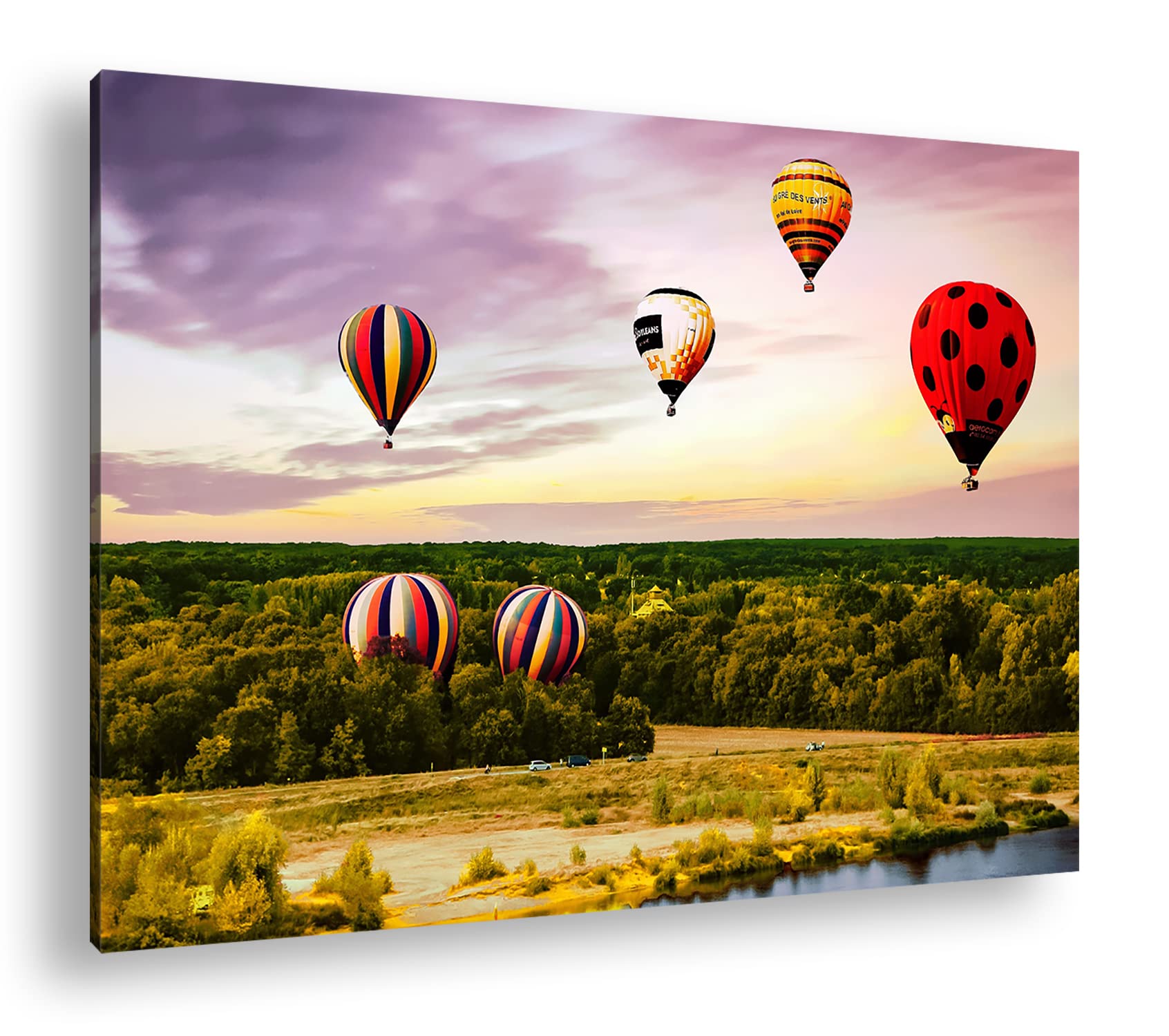 Obraz na płótnie balonem na gorące powietrze – wolność nad chmurami format: 90 x 60 cm XXL druk artystyczny obraz na blejtramie/obraz ścienny/dekoracja salonu