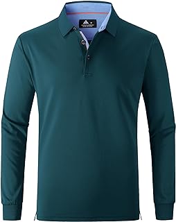 Long Sleeve Polo Shirts for Men collared Performance Golf Shirts Casual Workwear Office