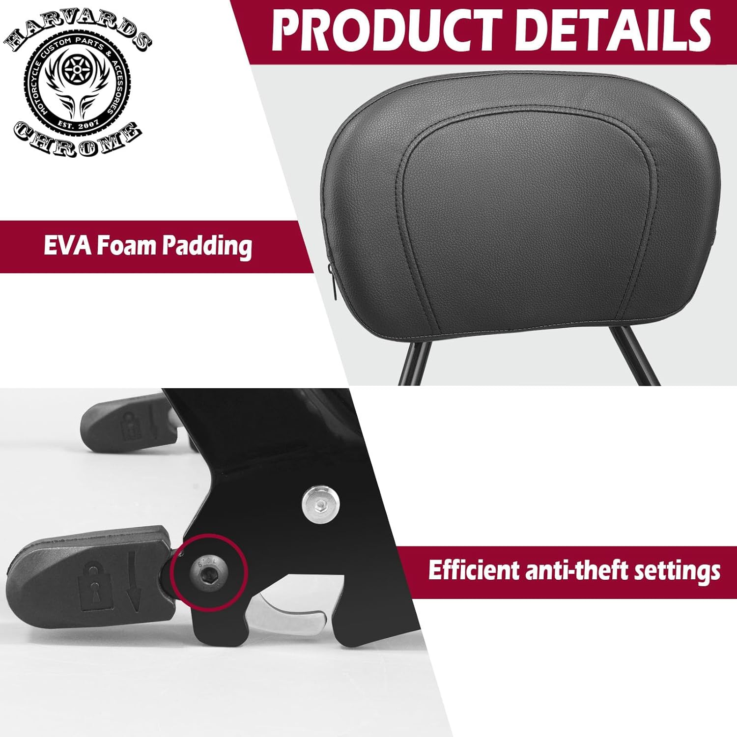 Passenger Backrest Sissy Bar for Indian 2025 Super Scout Bobber (Passenger Backrest)