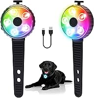 Fyorbietail 2-Pack Rechargeable Dog Collar Lights - 8 Colors, 3 Modes, IPX7 Waterproof Silicone Band for Night Walks, Hiking & Pets