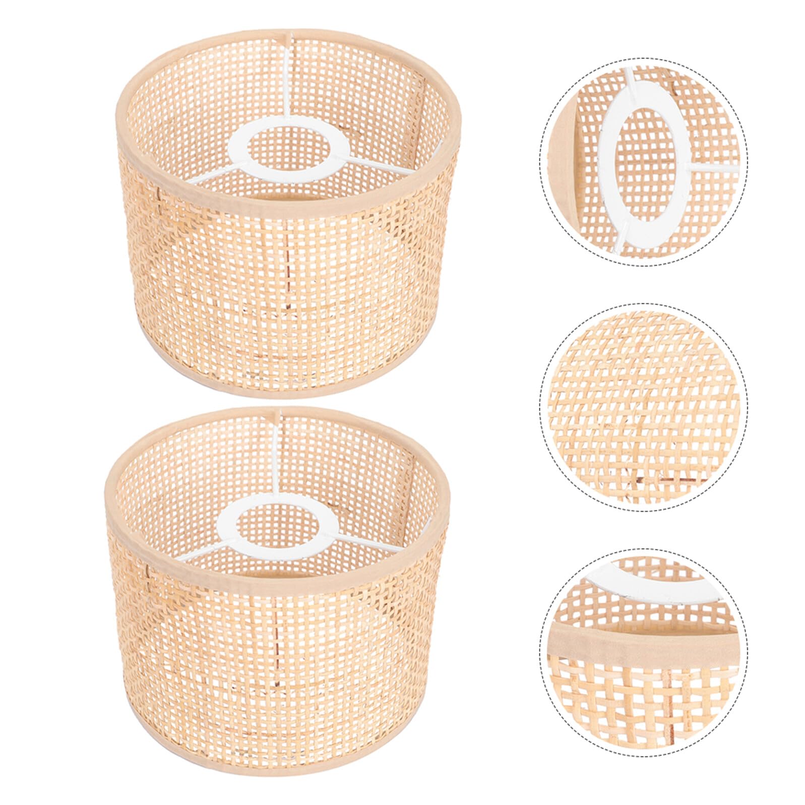 BESTYASH Paralume in Rattan Intrecciato, Copri Lampada Rustico, 2 Pezzi, Resistente all'Usura, per Lampadario e Soggiorno, Attacco E14/E27