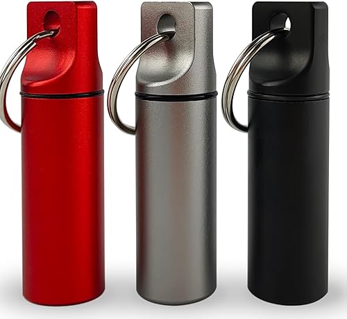 Miniatura 1 de Pequeña caja organizadora de píldoras, llavero impermeable, portapíldoras, contenedor de píldoras de viaje, estuche de metal con llavero para