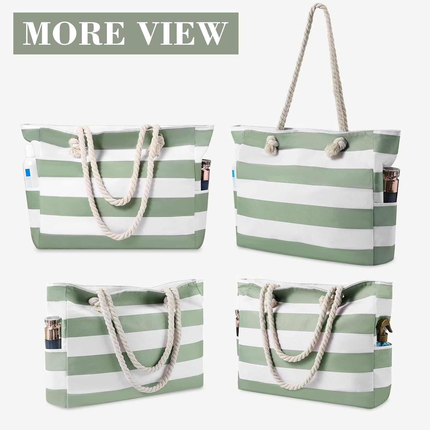 fauson Beach Bags for Women - Large Beach Tote Bag Waterproof Sandproof with Zipper, Swiming Pool Bag