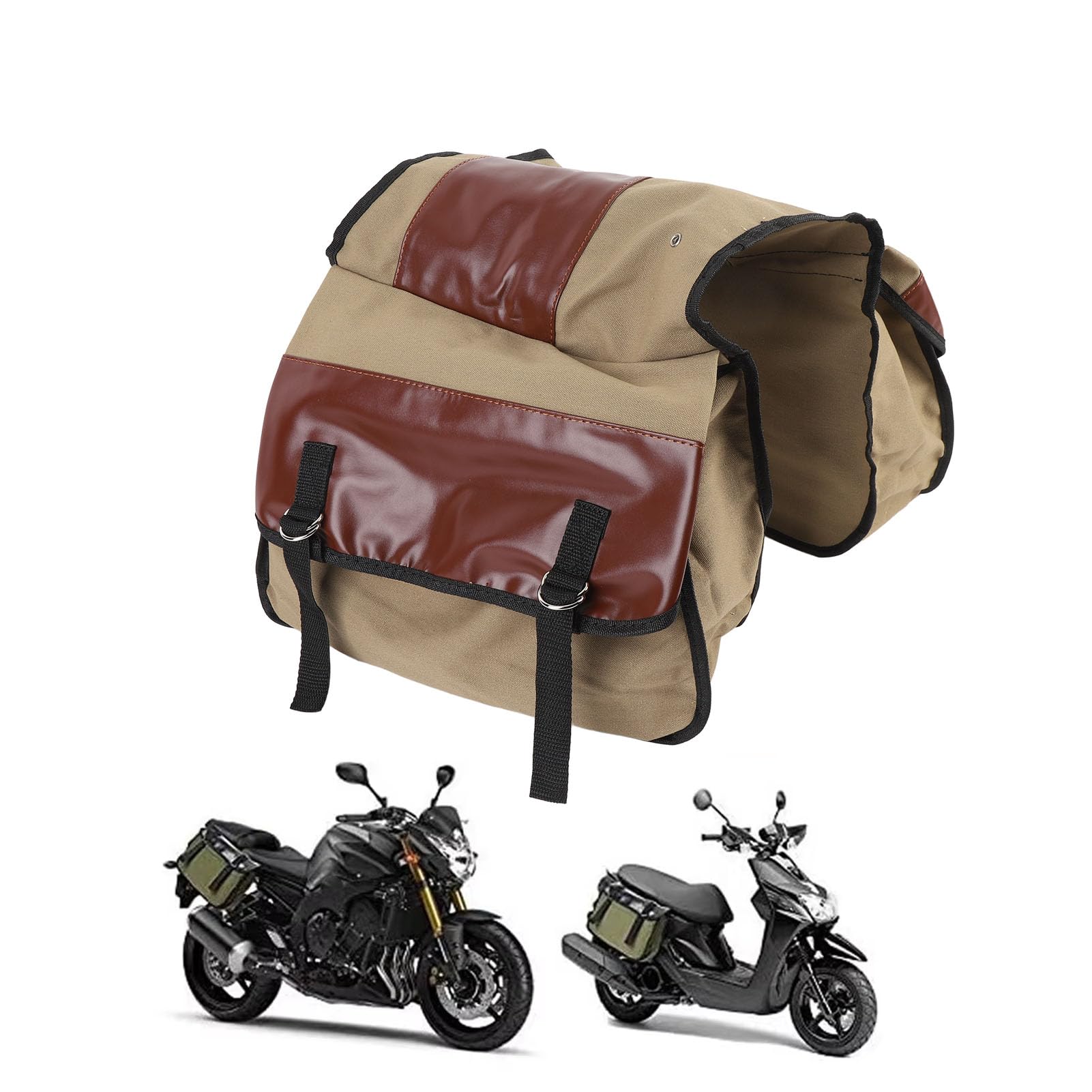 Sakwa motocyklowa uniwersalna regulowana duża pojemność płócienna torba boczna BROWN