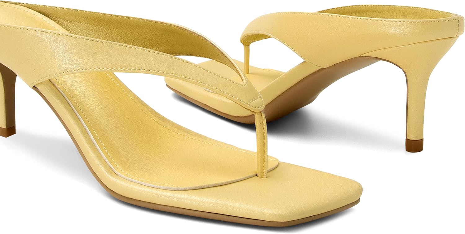 Thong Kitten Heels for Women Square Toe Flip Flop Low Heel Sandals Slip On Slides Comfortable Fashion Party Dressy Heeled Slipper Sandals Shoes