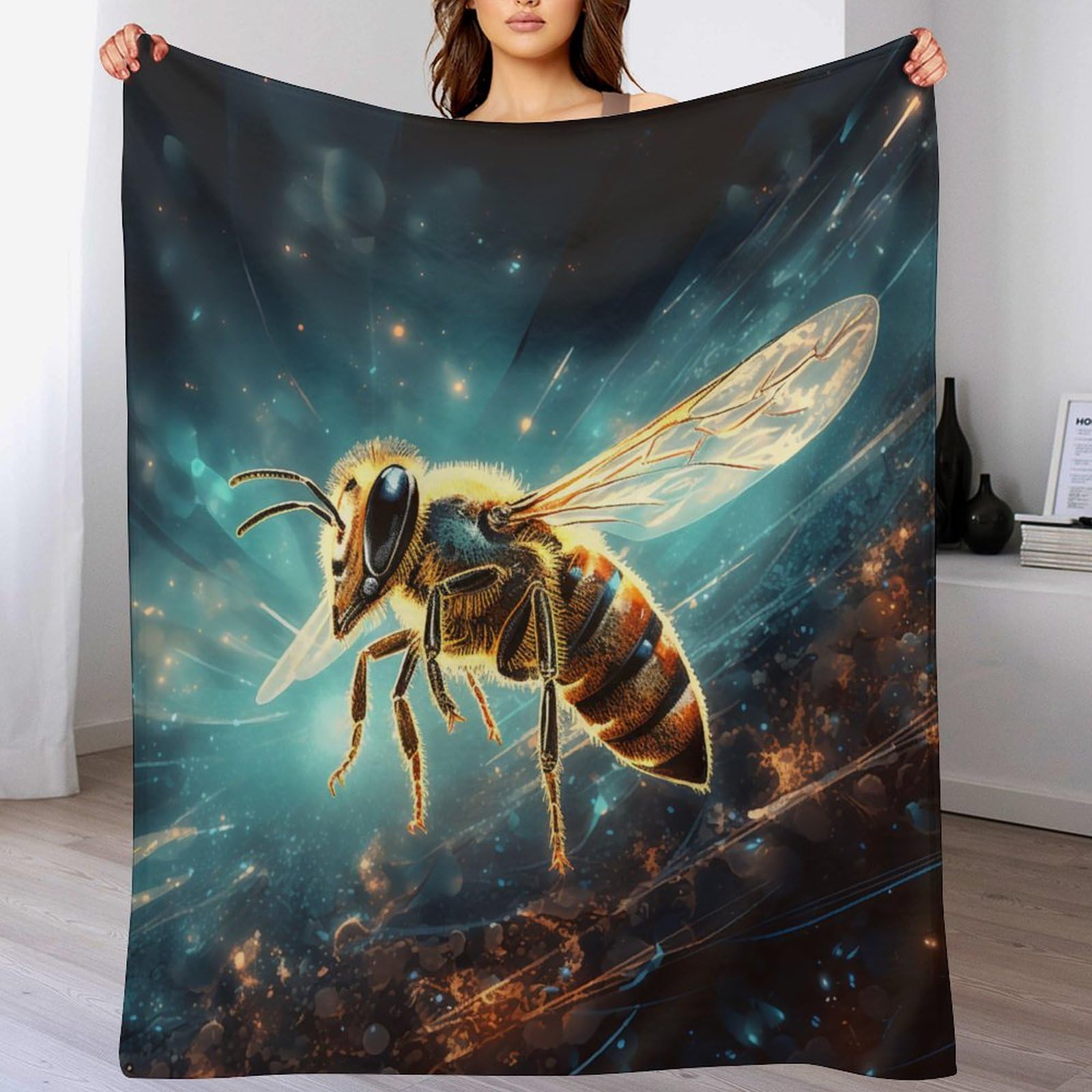 Couverture Abeille en flanelle pour vos soirées cocooning et moments de détente sur le canapé