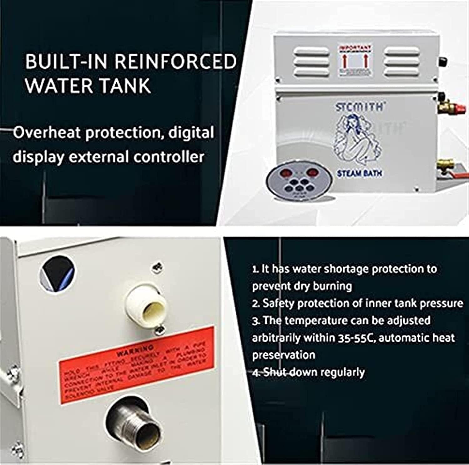 Steam Room Generator, Digital Display Steam Generator, Improve Brain Health, Which Heats Quickly, Easy to Operate, for Home SPA Steam (18KW)