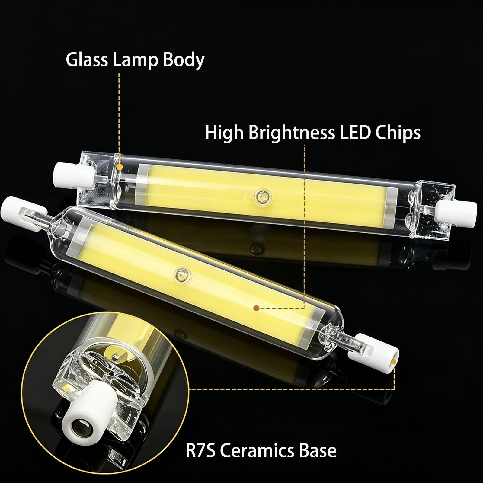 Bombillas LED R7S 118mm 10W Regulable Lámpara Lineal R7s LED
