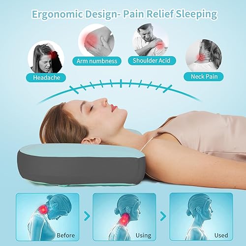 Miniatura 6 de Almohada cervical para aliviar el dolor de cuello para dormir, almohadas de espuma viscoelástica de contorno para adultos Almohada ortopédica