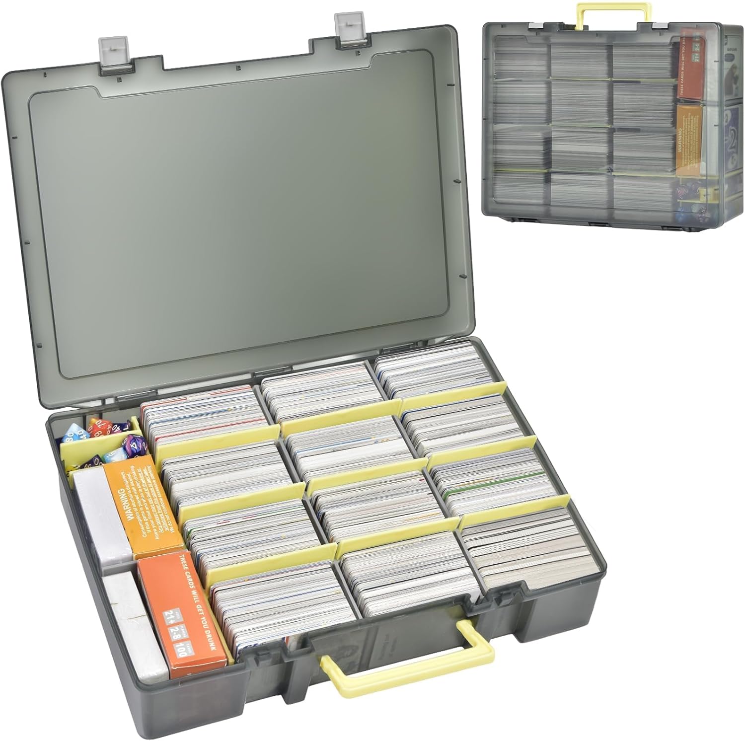 Xuerdon Trading Card Storage Box, 2300+ Playing Card Case Holder Organizer Compatible with PM TCG/for Yugioh/for CAH/for Phase 10/ for Football Baseball Sports (Case Only) - Grey