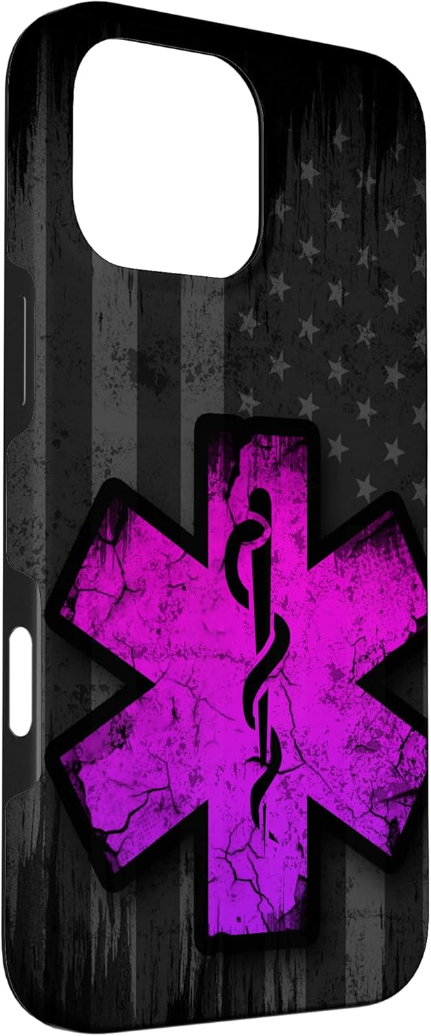 Vintage EMS EMT Usa Flag Pink Distressed American Paramedic Case for iPhone 16 Pro Max