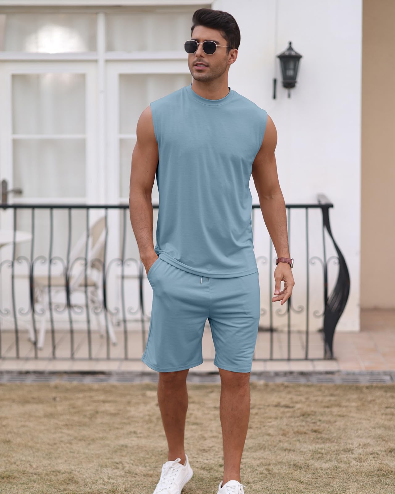 PRIVIMIX Ensemble Homme Été Debardeur et Short Survêtement Tee Shirt Sans Manche Jogging Sportswear M-3XL